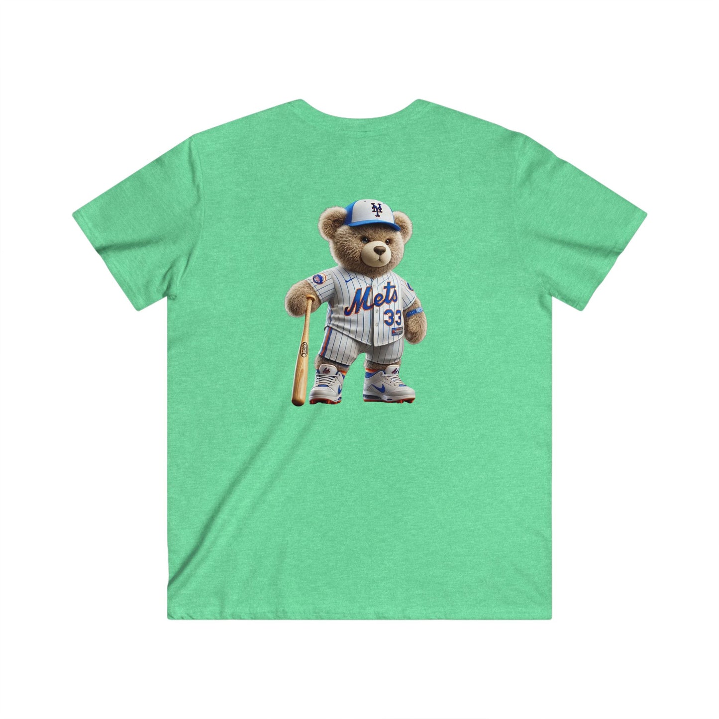 Men's V-Neck Short Sleeve Tee with Sports Bear Design, Casual Wear, Gift for Sports Fans, Summer Fashion, Birthday Gift, Sports Apparel