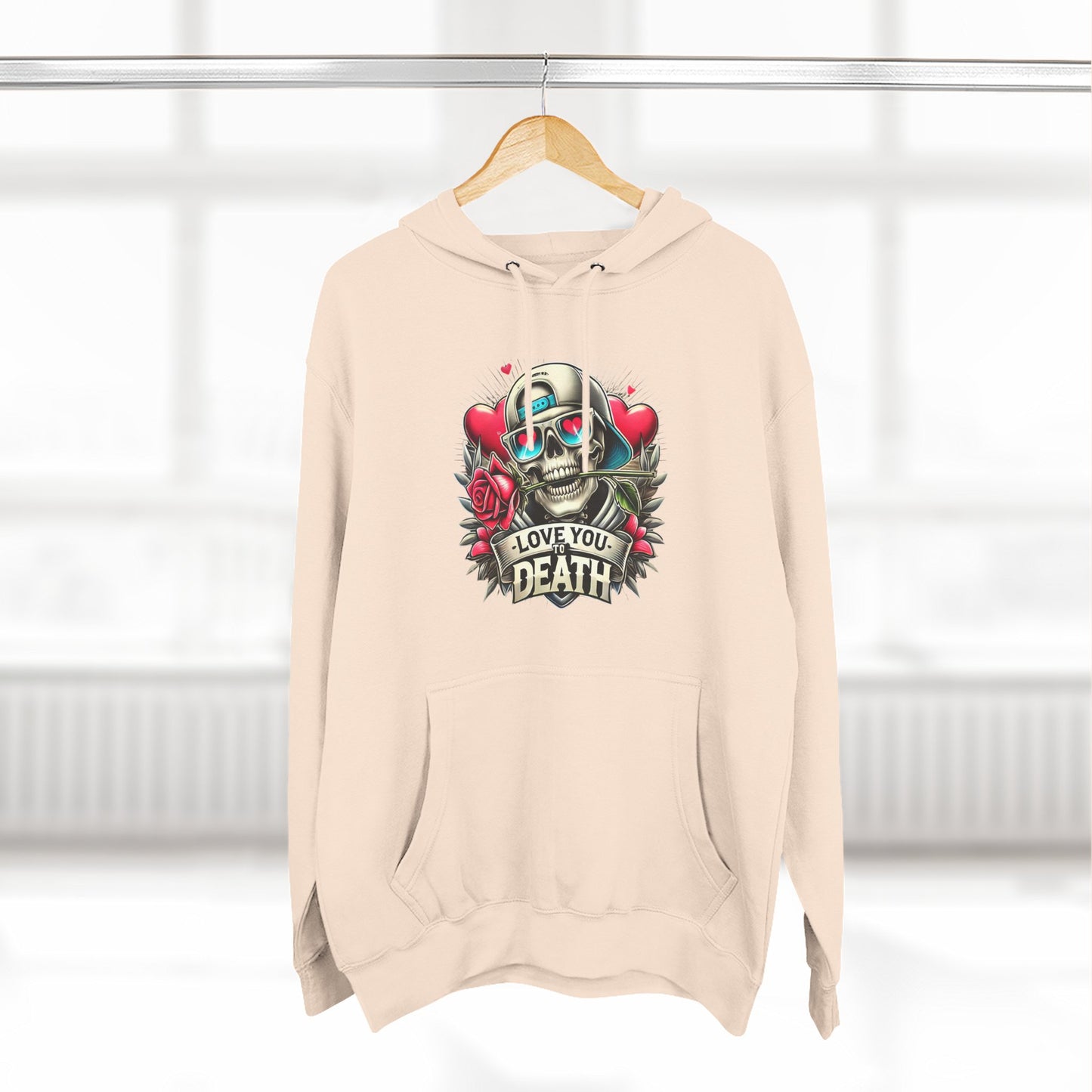 Gothic Love Death Hoodie - Three-Panel Fleece Sweatshirt
