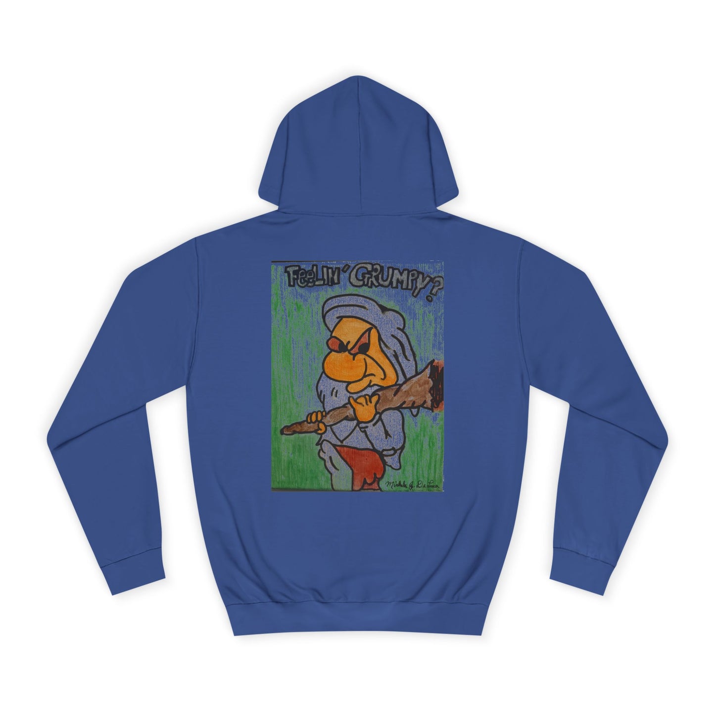 Grumpy Cartoon College Hoodie, Unisex Apparel for Students, Cozy Gift for School, Funny Pullover Sweatshirt, Hooded Sweatshirt