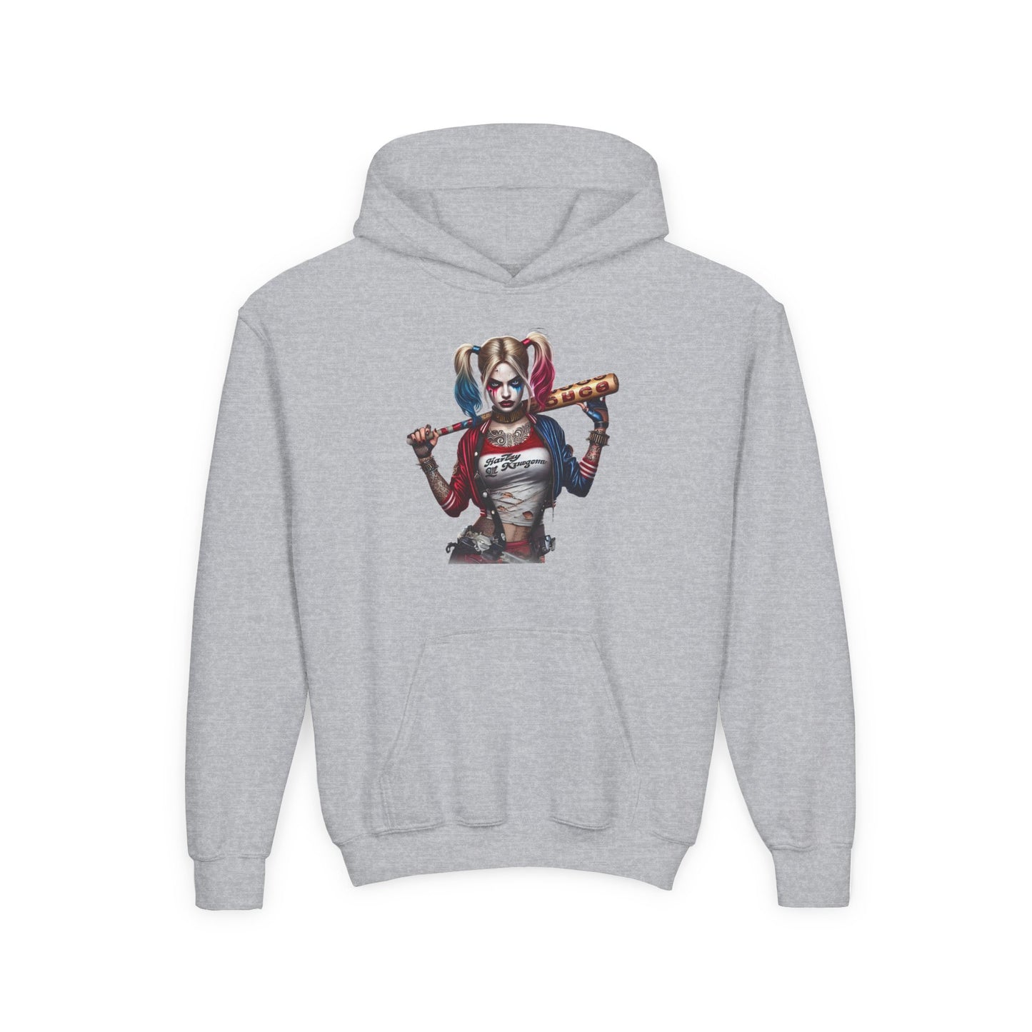 Harley Quinn Inspired Youth Hoodie, Be Unique Be Yourself Sweatshirt, Comic-Con Apparel, Kids Gift, Movie Fan Hoodie