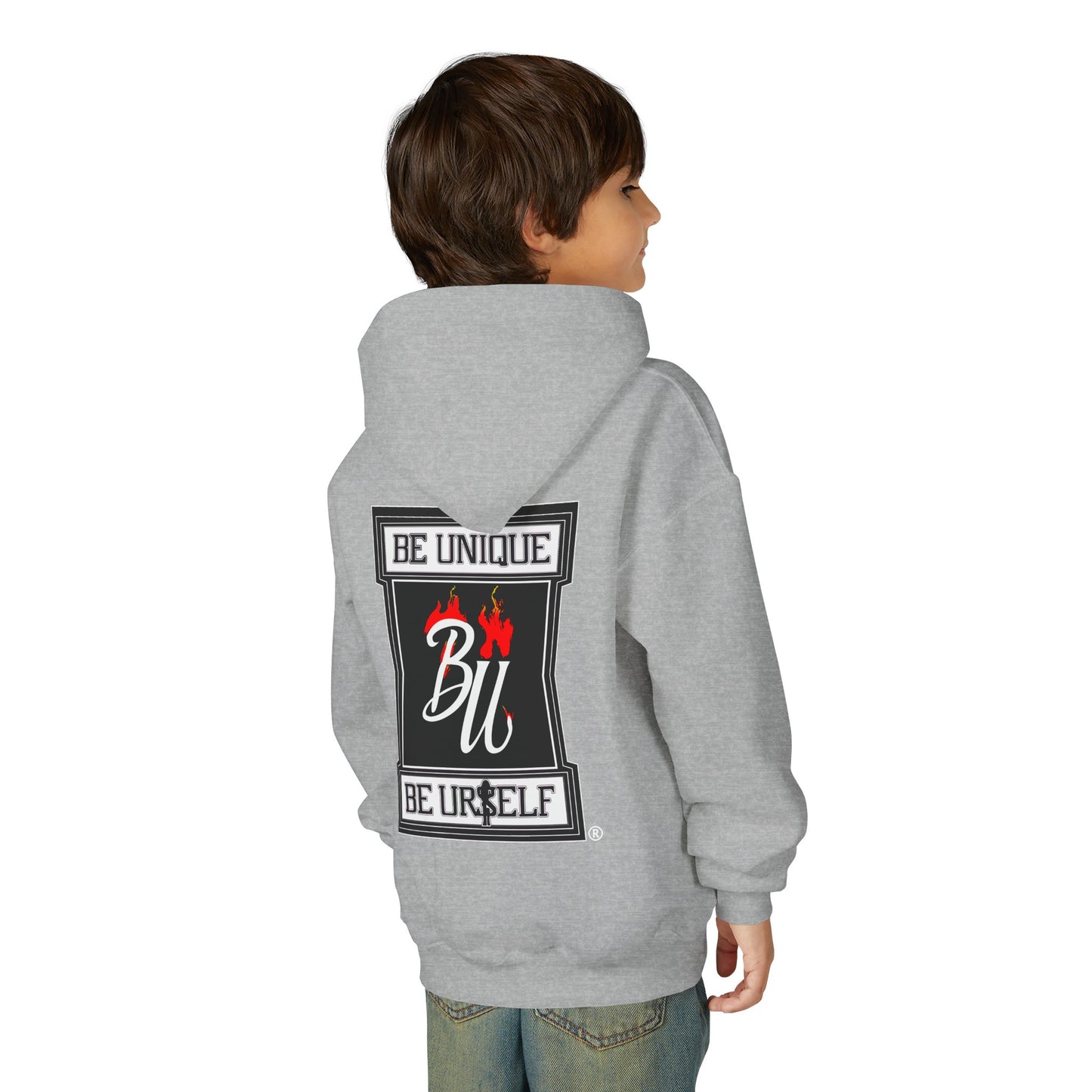 Youth Hoodie — Be Unique Be Urself Graphic Hoodie with Octopus Skull Design