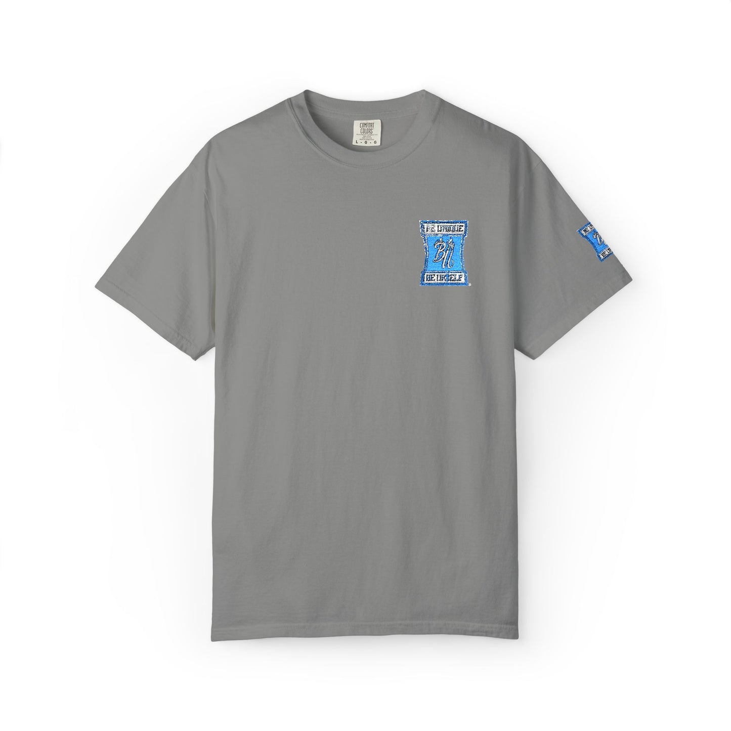 Blue Floral Bear Graphic T-Shirt — Chest & Sleeve Print