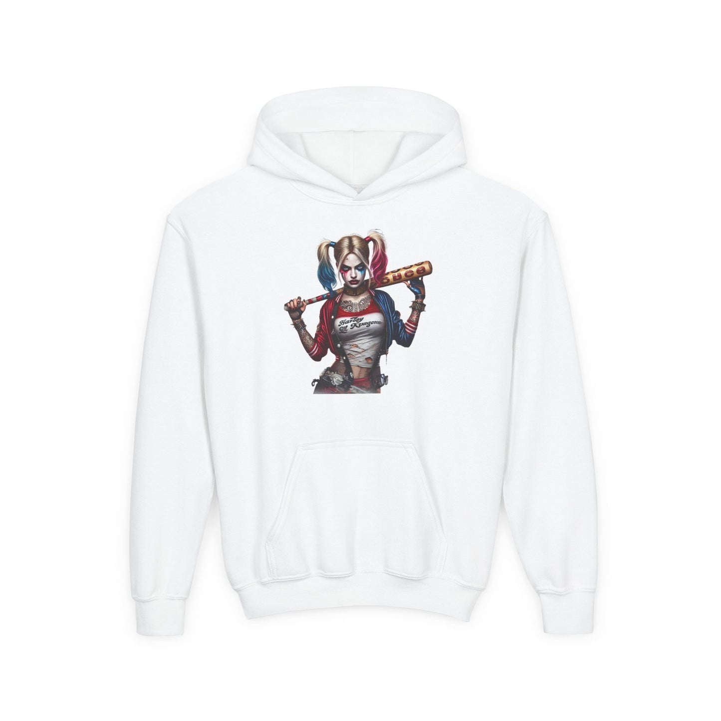 Harley Quinn Inspired Youth Hoodie, Be Unique Be Yourself Sweatshirt, Comic-Con Apparel, Kids Gift, Movie Fan Hoodie