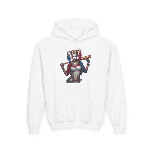 Harley Quinn Inspired Youth Hoodie, Be Unique Be Yourself Sweatshirt, Comic-Con Apparel, Kids Gift, Movie Fan Hoodie