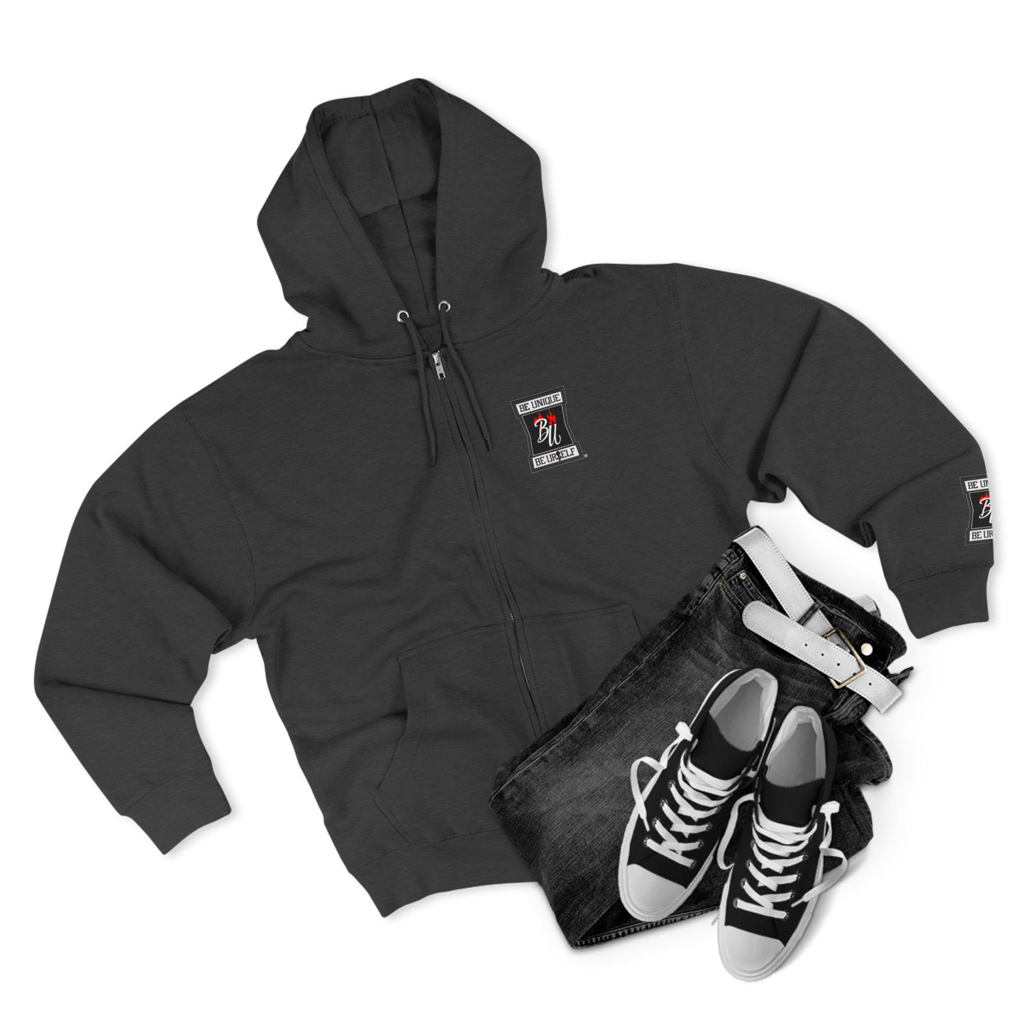 Retro Soda Logo Zip Hoodie — 'Hi' Patch Streetwear Zip-Up