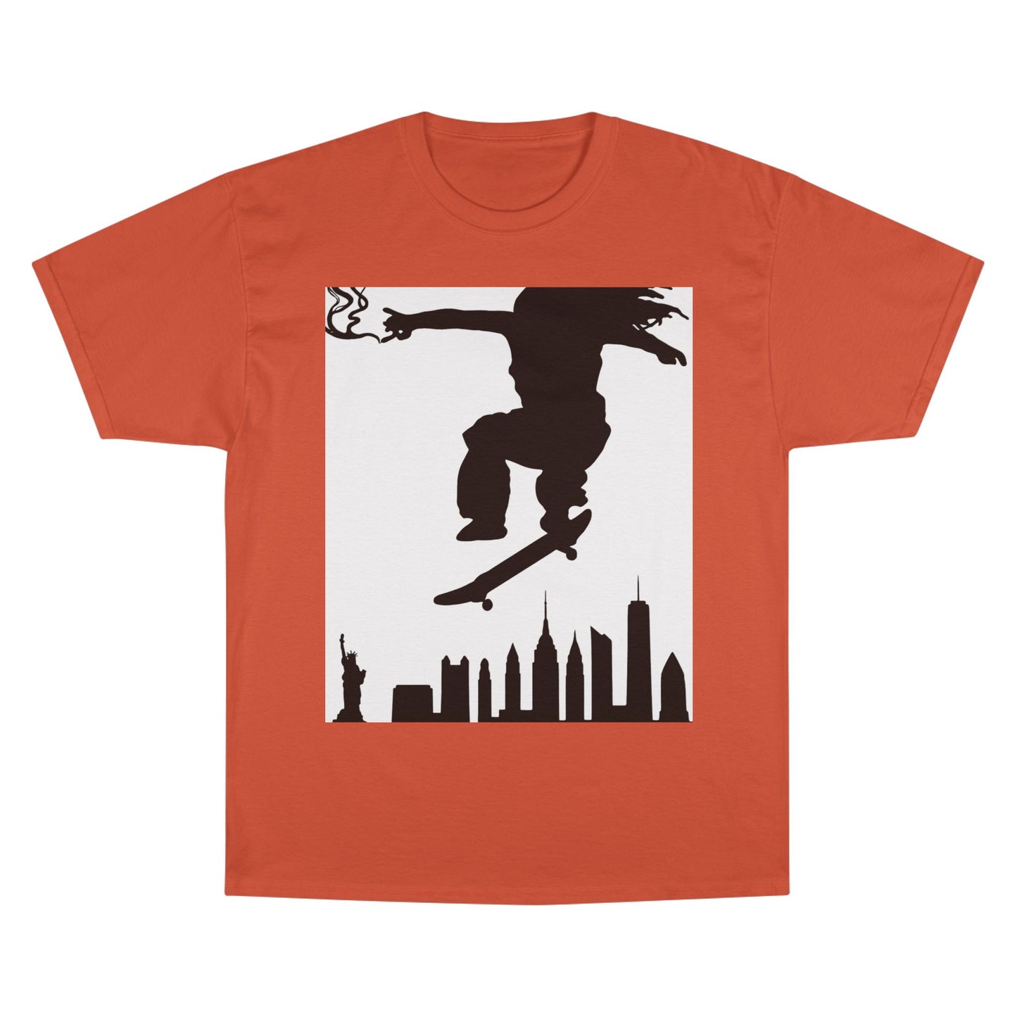 Skateboarder Silhouette T-Shirt — Urban NYC Skyline Skate Tee