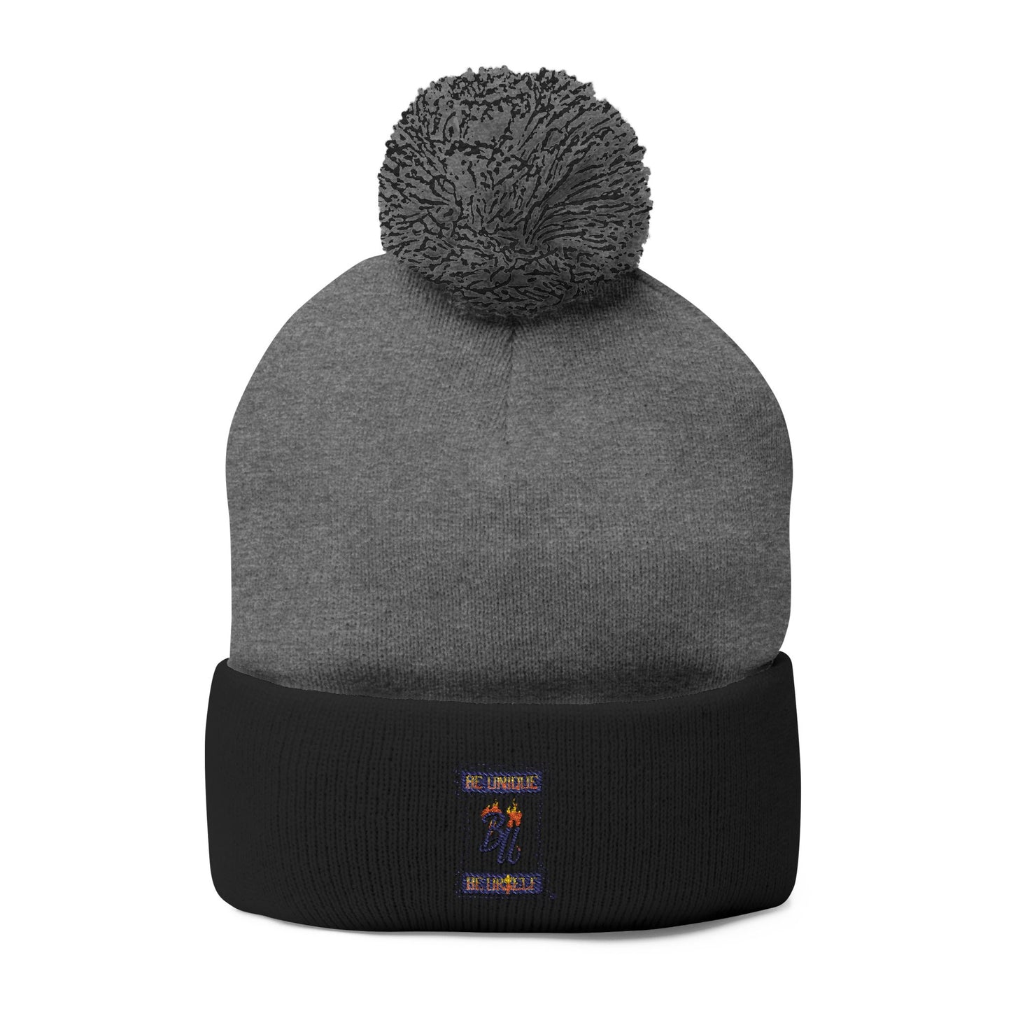 Cozy Pom-Pom Knit Cap with Unique Embroidery, Winter Hat, Beanie for Men & Women, Gift for Him/Her, Perfect for Outdoor Activities