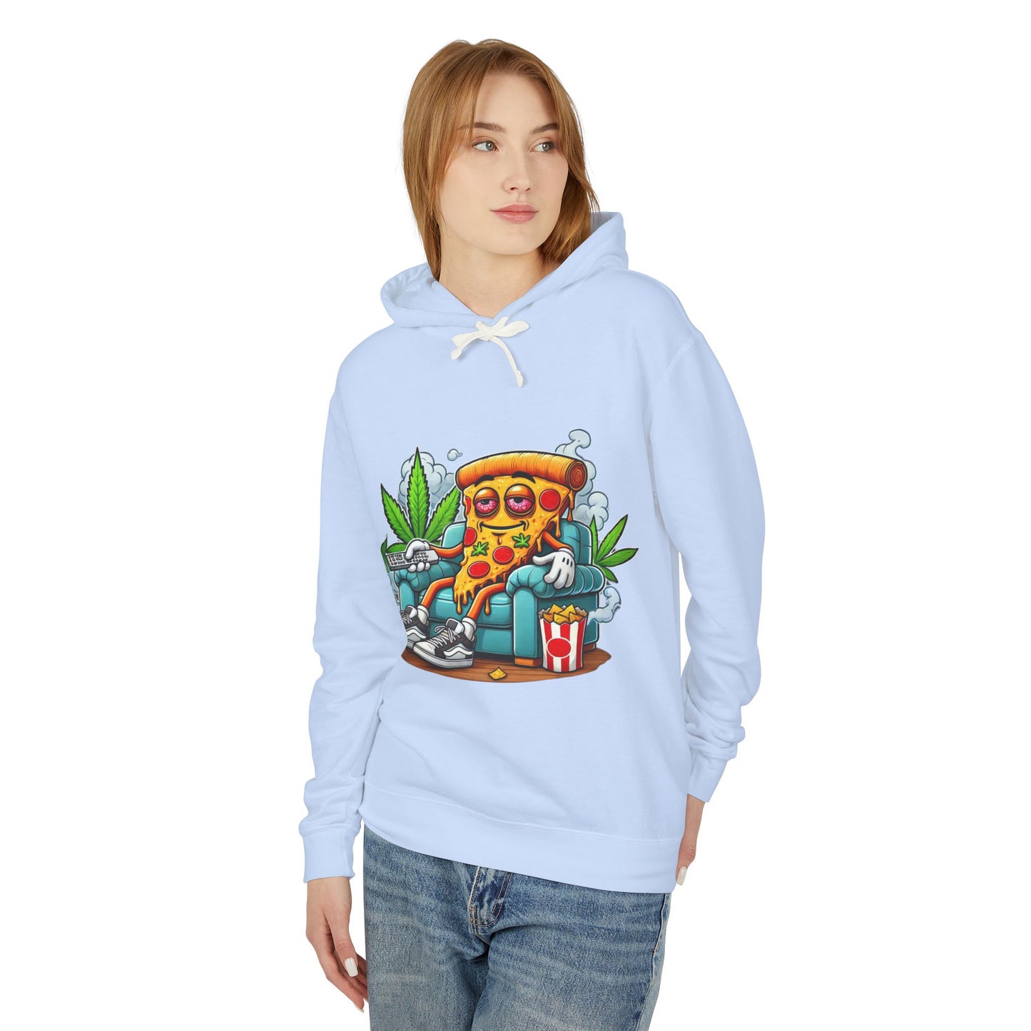 Chill Pizza Vibes Hoodie, Unisex Hooded Sweatshirt, Relaxed Pizza Lover Gift, Stoner Apparel, Weekend Comfort Wear