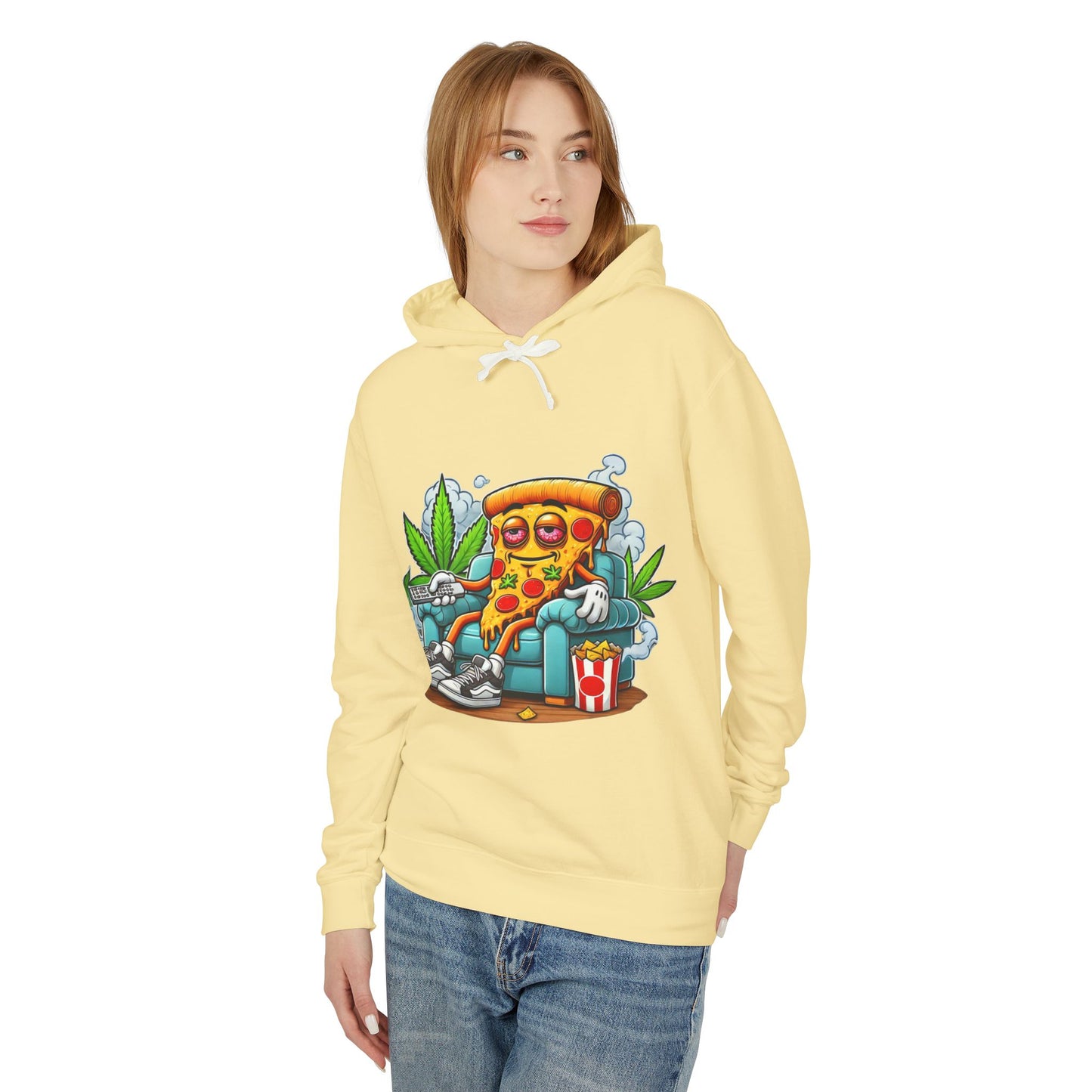 Chill Pizza Vibes Hoodie, Unisex Hooded Sweatshirt, Relaxed Pizza Lover Gift, Stoner Apparel, Weekend Comfort Wear