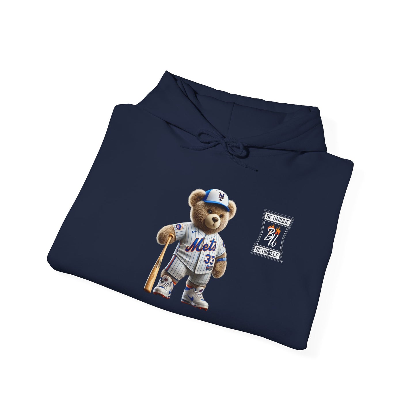 Baseball Teddy Hoodie — Cute Mets Bear Sweatshirt, Fan Gift