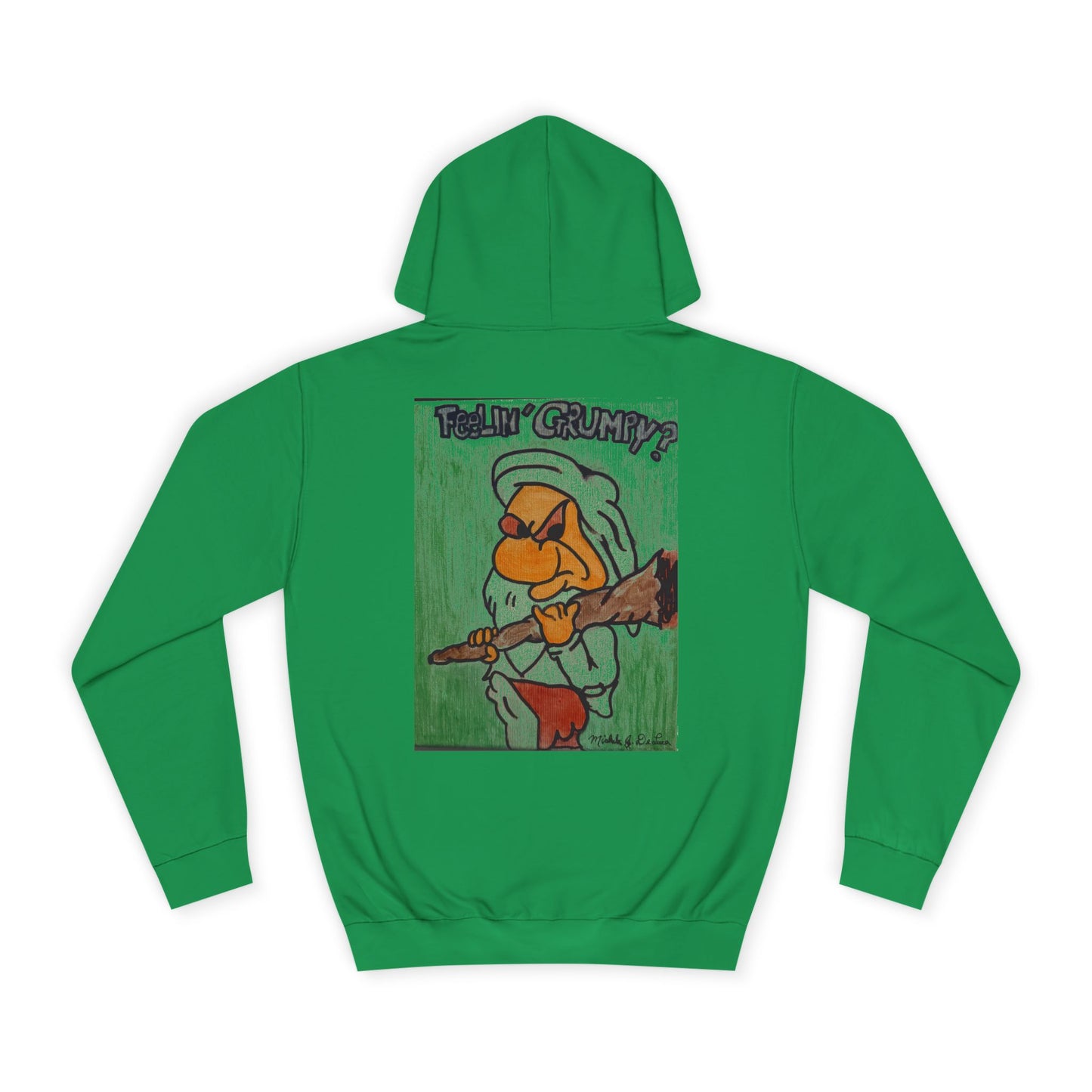 Grumpy Cartoon College Hoodie, Unisex Apparel for Students, Cozy Gift for School, Funny Pullover Sweatshirt, Hooded Sweatshirt