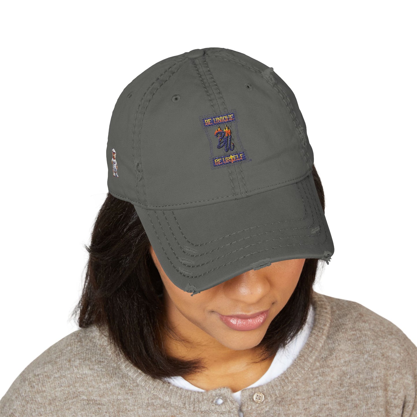 Distressed Dad Hat with Embroidery, Casual Cap, Unisex Hat, Fashion Accessory, Gift for Dad, Trendy Headwear