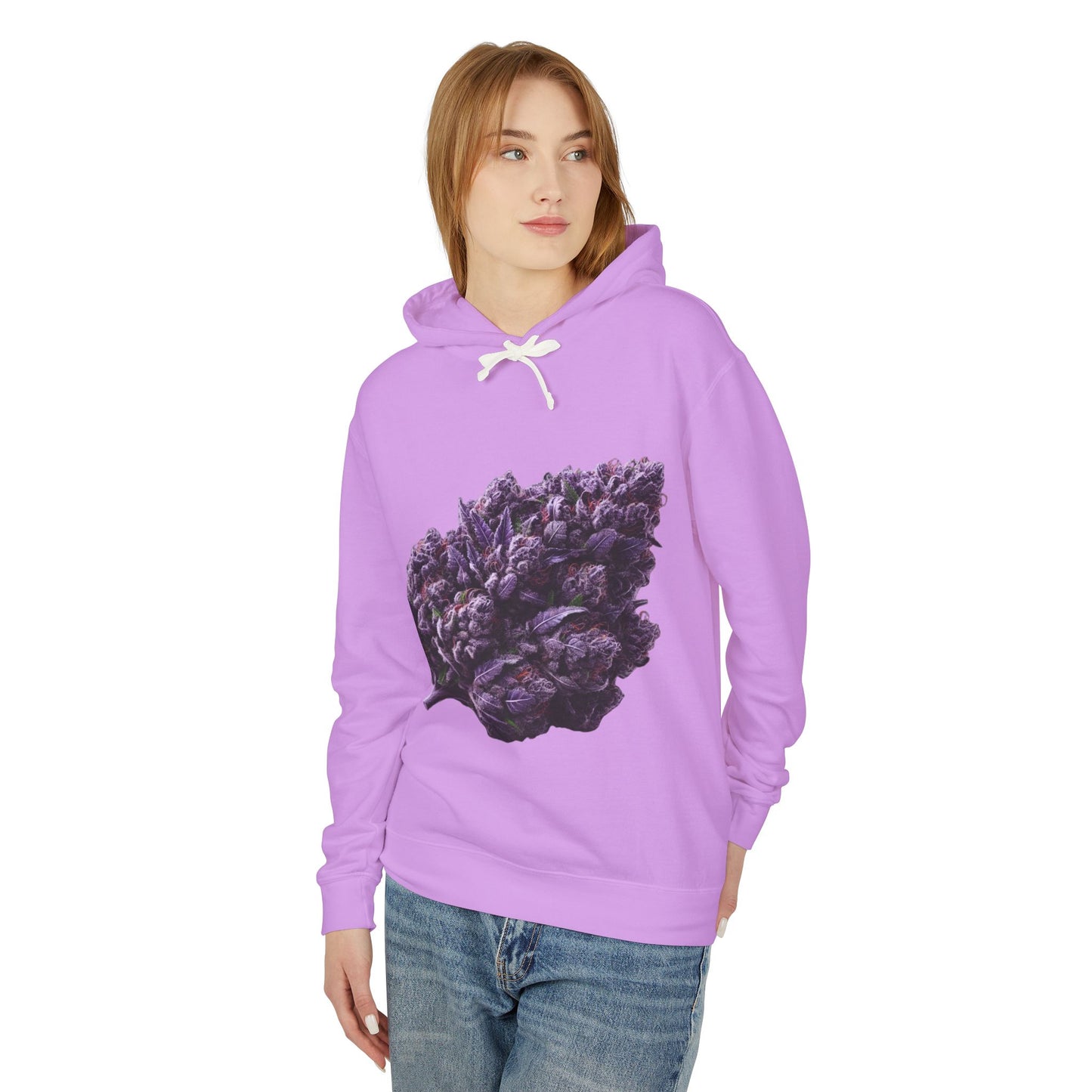 Botanical Purple Flower Hoodie, Unisex Lightweight Sweatshirt, Cozy Casual Wear, Nature Lover Gift, Spring Fashion, Eco-Friendly Apparel