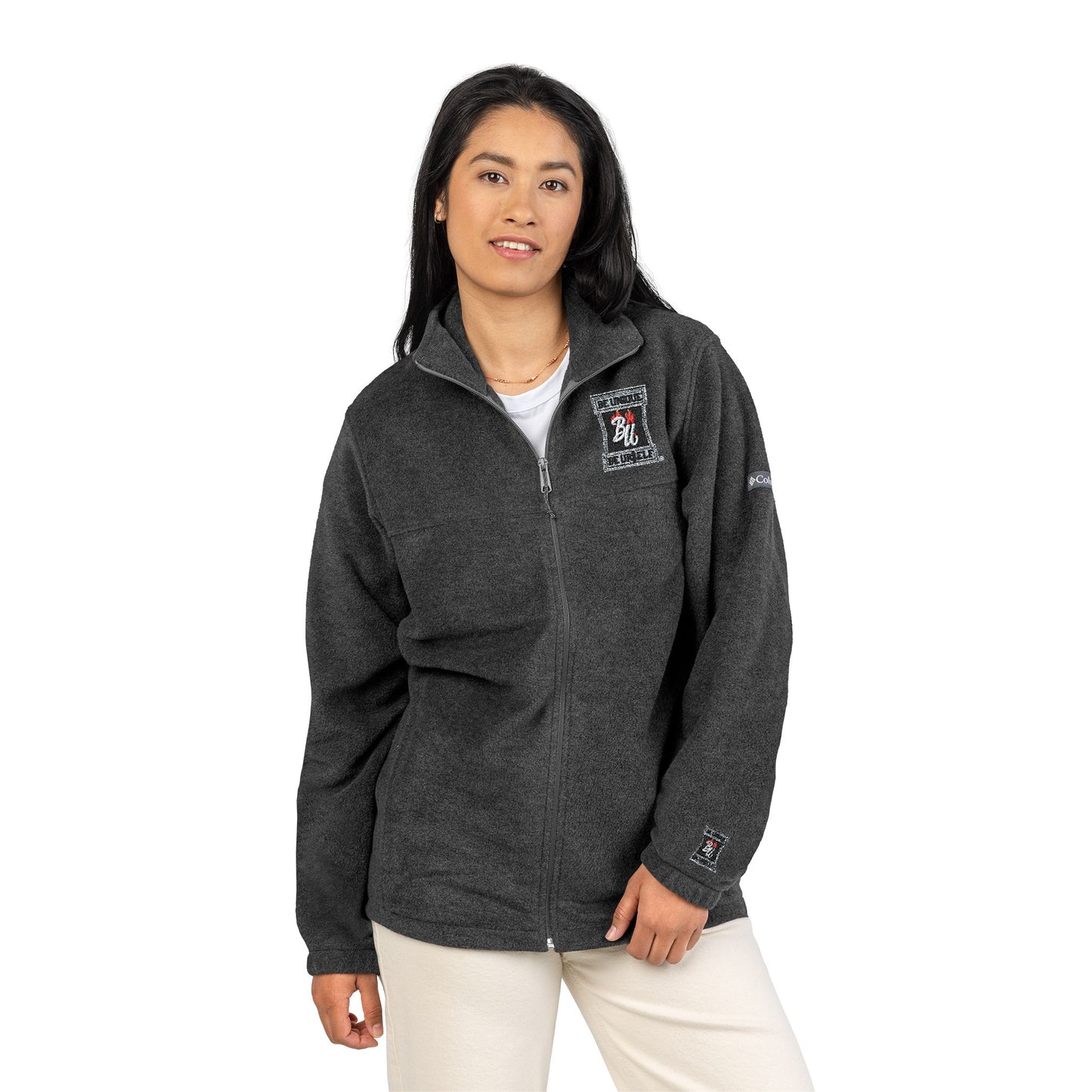 Embroidered Fleece Jacket — 'Be Unique Be Yourself' Chest & Back Design
