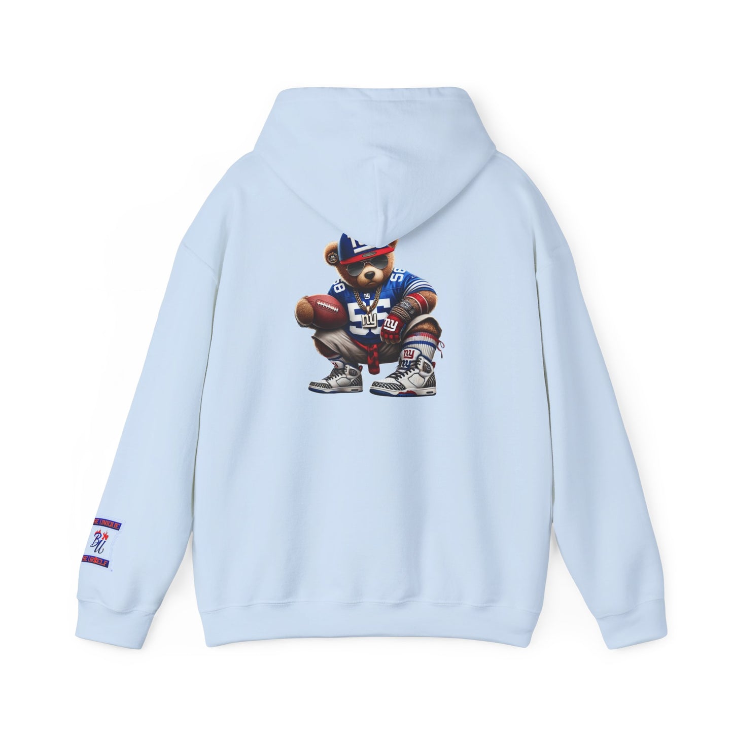 Football Bear Hoodie — Retro NYG Football Player Graphic Sweatshirt