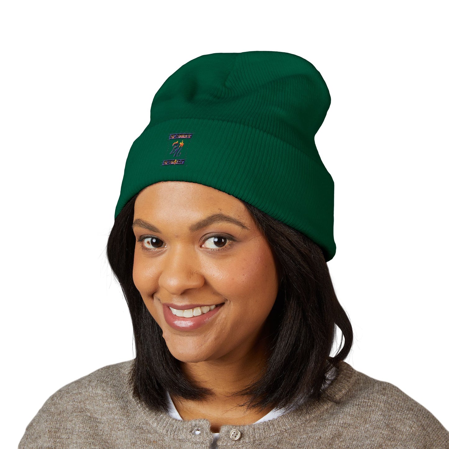 Classic Cuffed Beanie with Bold Embroidery, Cozy Winter Hat, Stylish Knit Cap, Perfect Gift for Her, Unisex Beanie