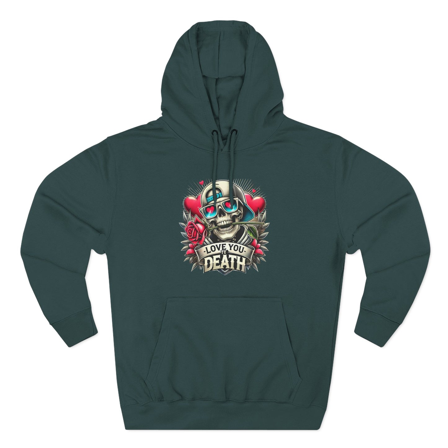 Gothic Love Death Hoodie - Three-Panel Fleece Sweatshirt