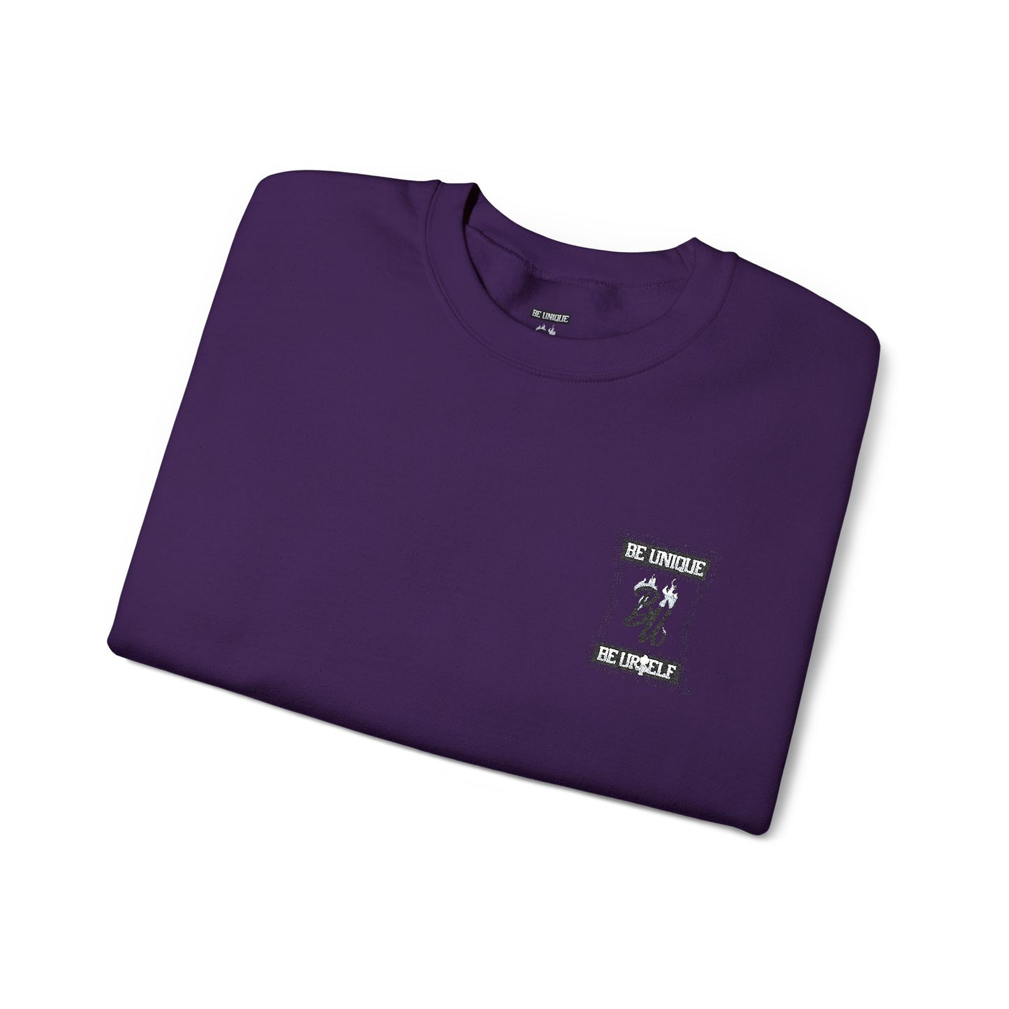 Minimalist White Crewneck Sweatshirt with Small Chest & Sleeve Graphic
