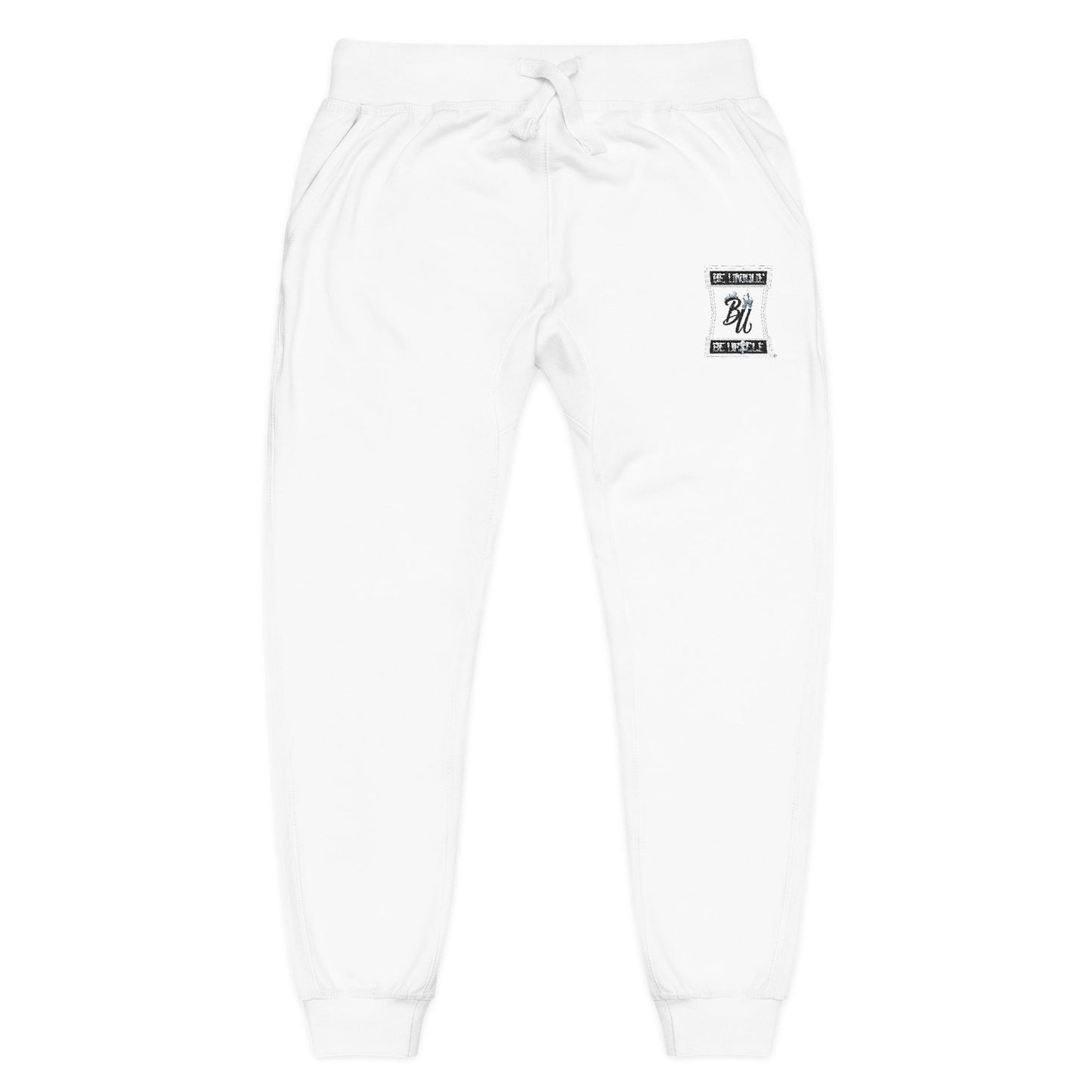 Embroidered Fleece Sweatpants — Minimal Black Patch Joggers