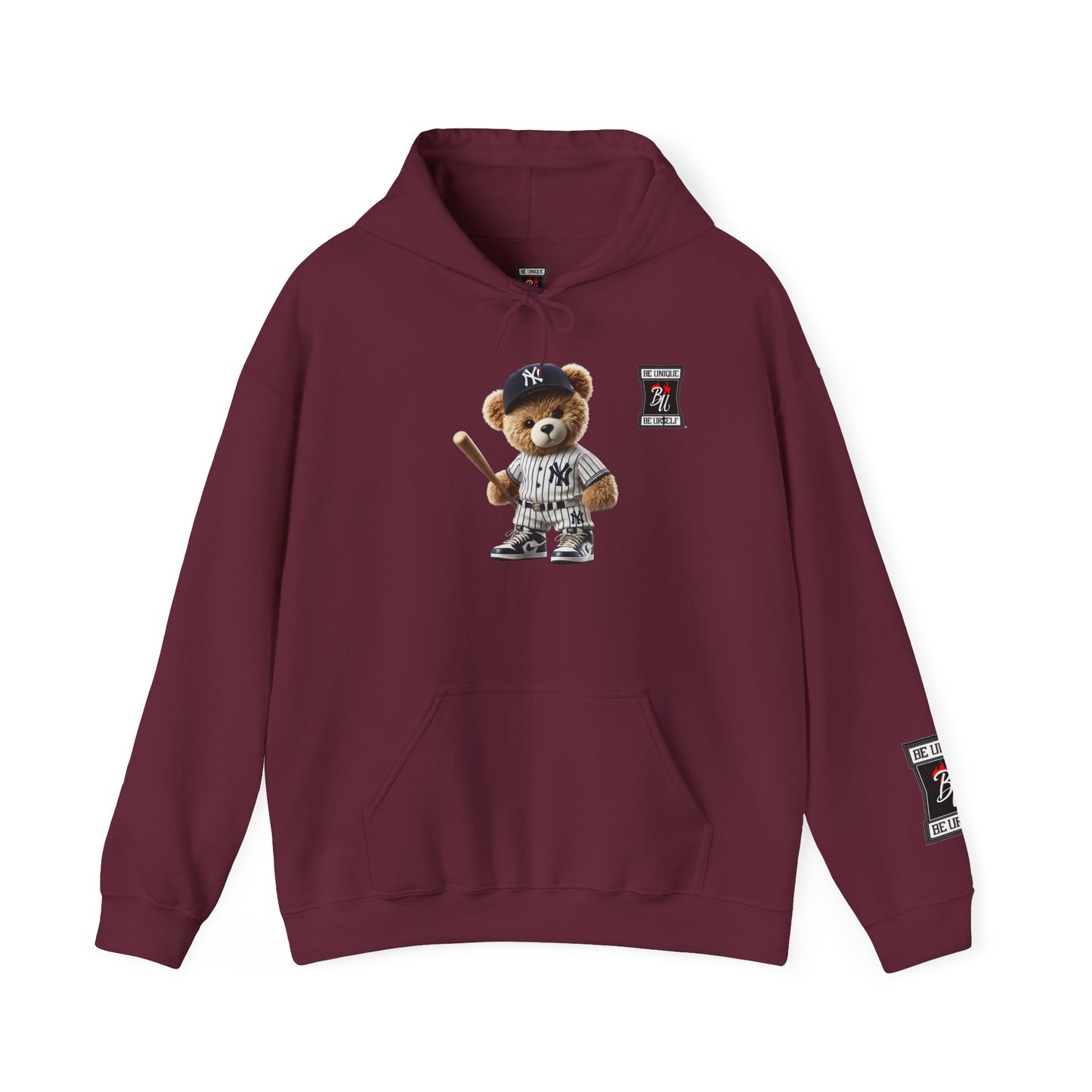 Baseball Teddy Hoodie — Cute Batting Bear Pullover for Fans