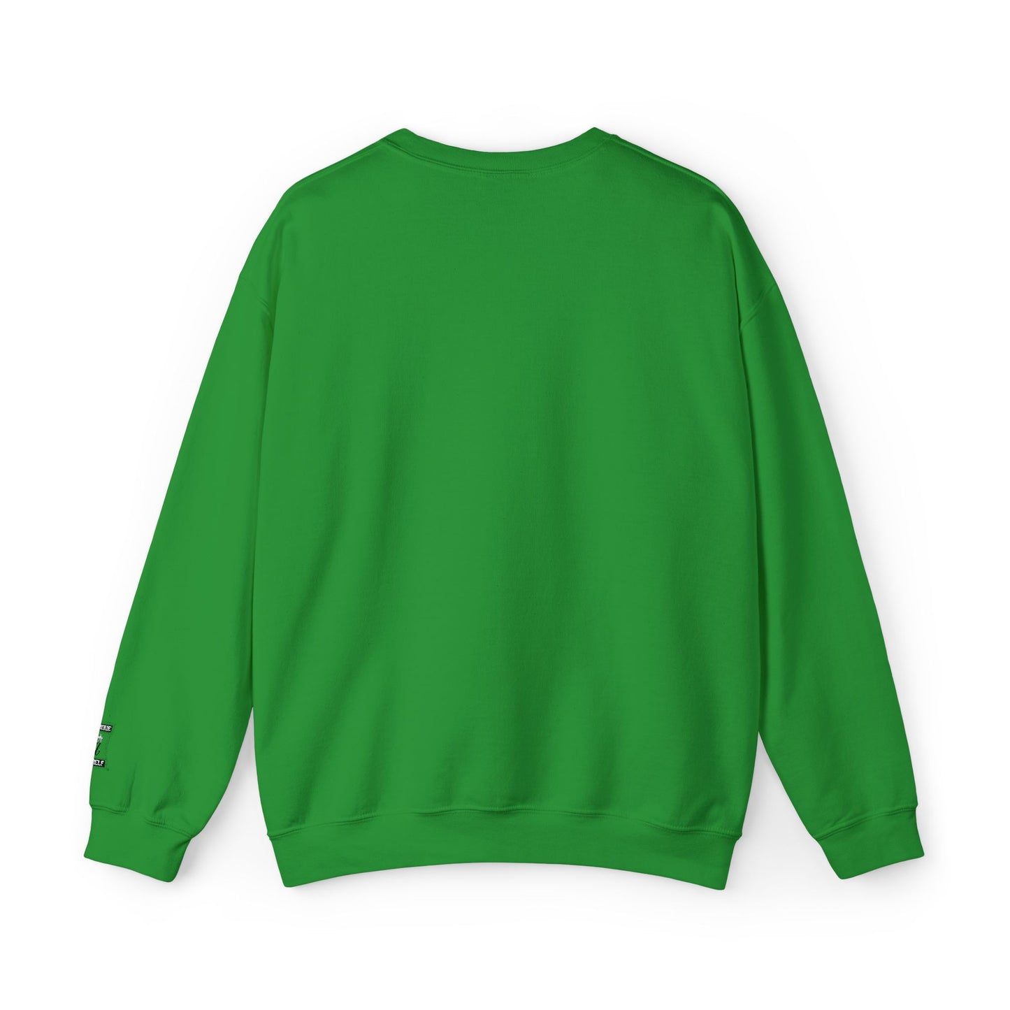 Minimalist White Crewneck Sweatshirt with Small Chest & Sleeve Graphic