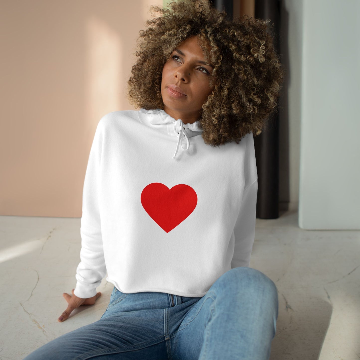 Trendy Crop Hoodie with Heart and Unique Message, Casual Hoodie, Gift for Her, Summer Fashion, Streetwear