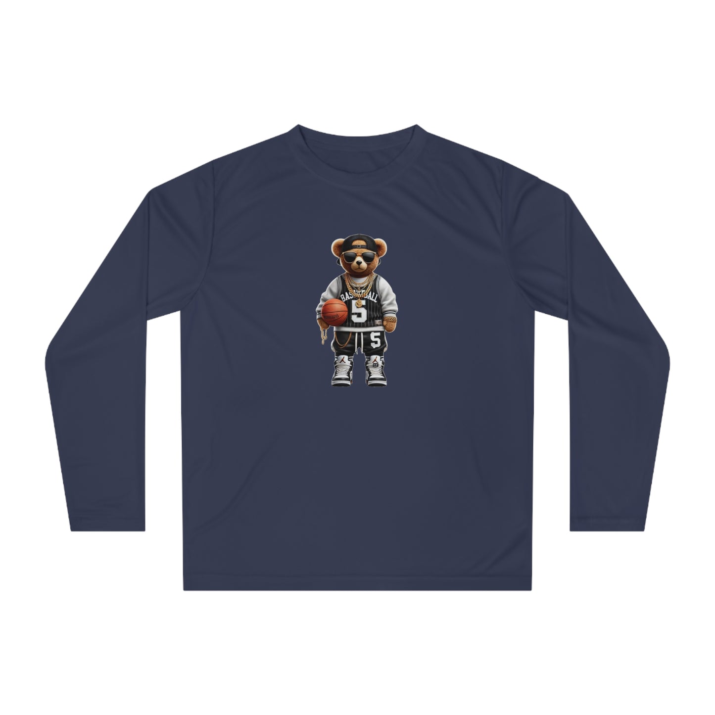 Sporty Animal Graphic Long Sleeve Shirt, Unisex Activewear, Cute Bear Tee, Casual Sportswear, Gift for Athletes, Team Spirit Apparel