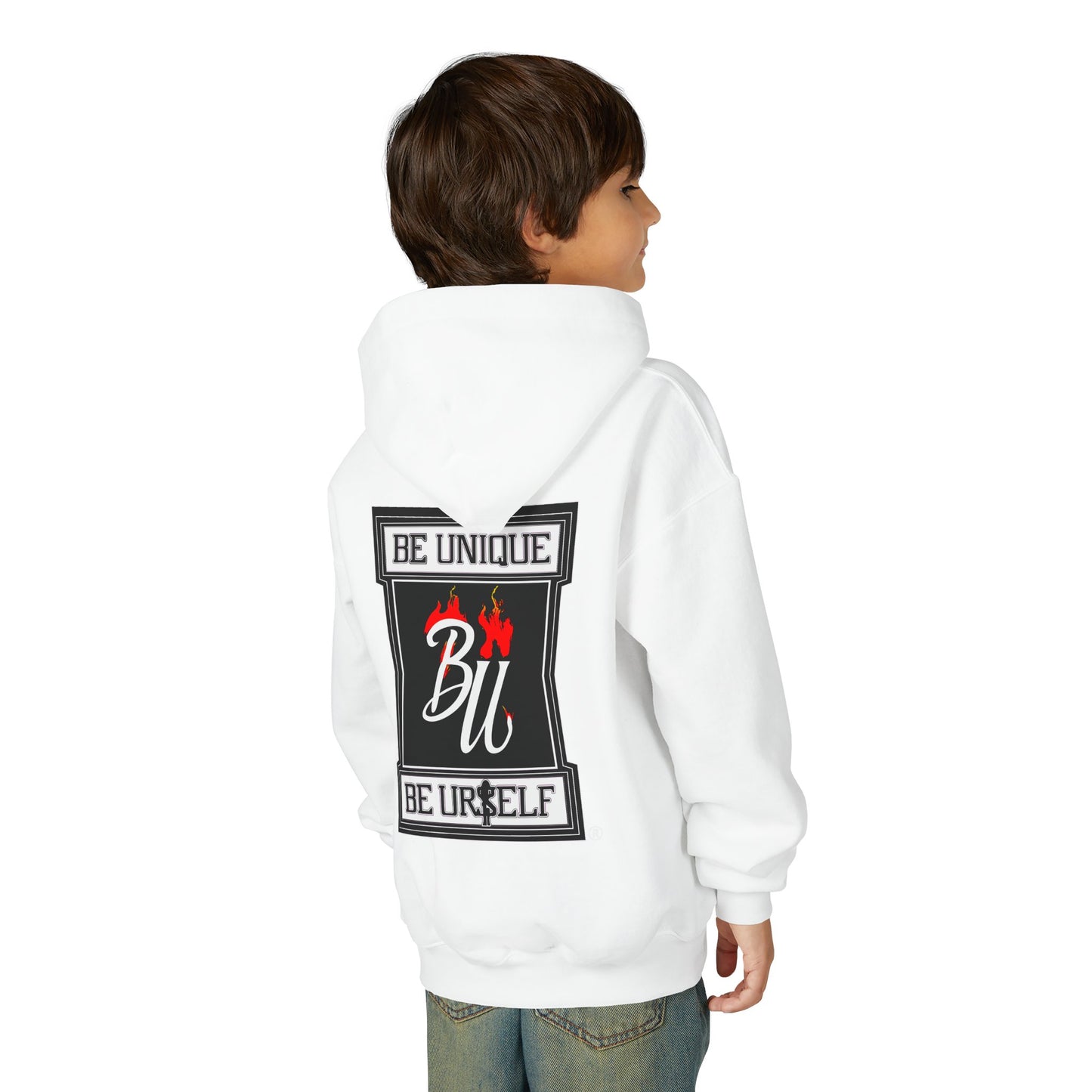 Youth Hoodie — Be Unique Be Urself Graphic Hoodie with Octopus Skull Design