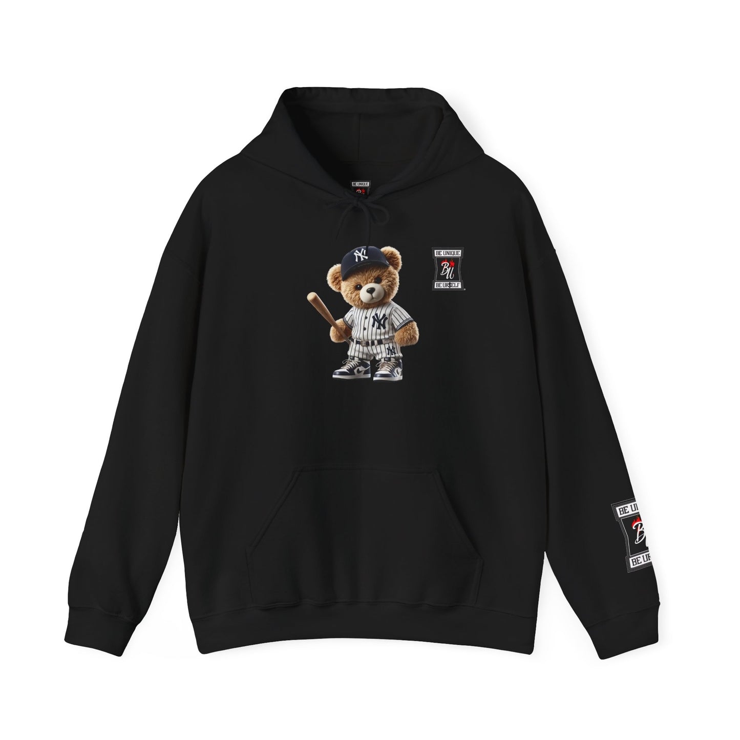 Baseball Teddy Hoodie — Cute Batting Bear Pullover for Fans