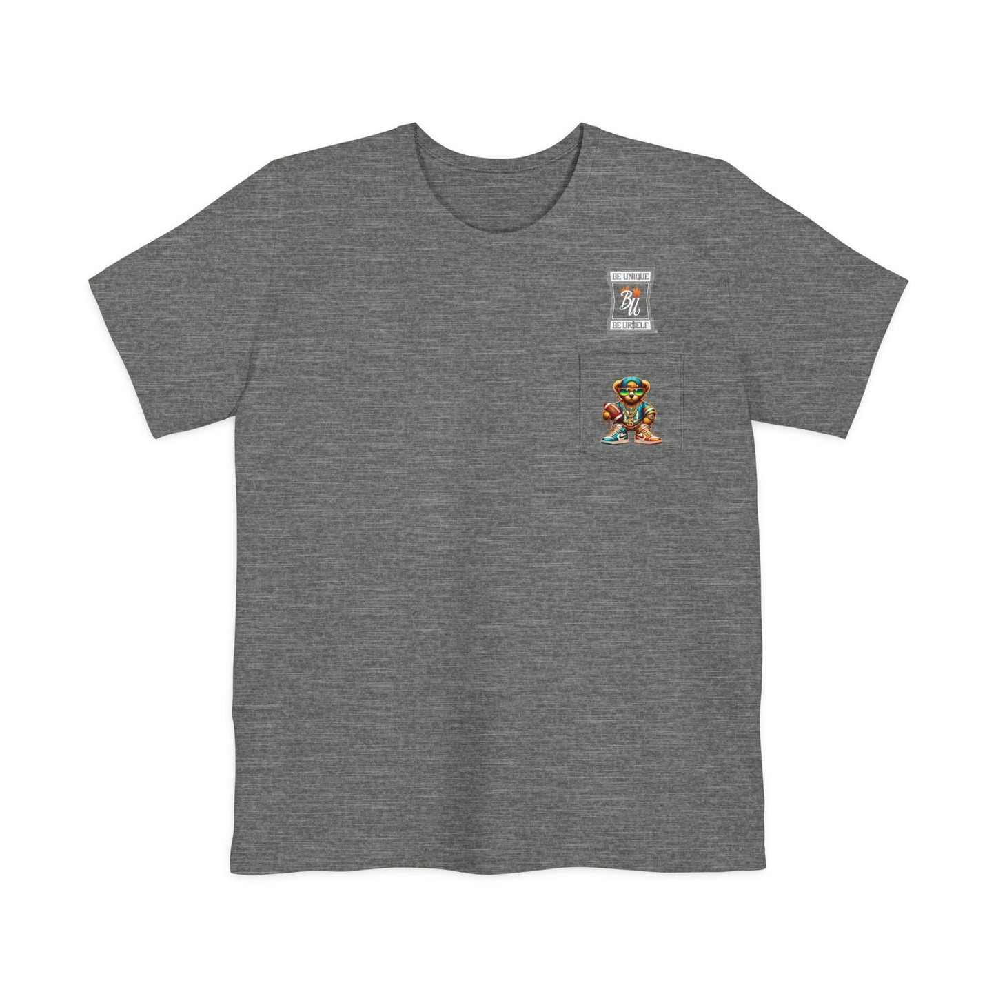 Trendy Hip-Hop Bear Pocket T-Shirt | Unisex Streetwear Tee | Cool Graphic Tee for Sports Lovers | Gift for Teens & Athletes