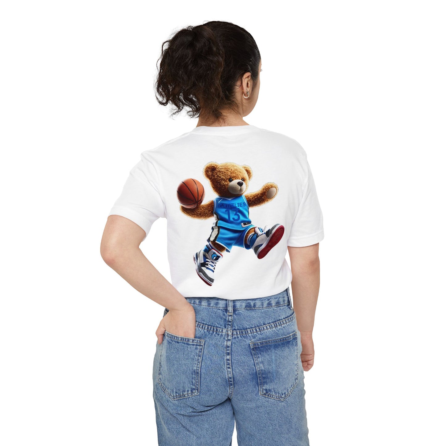Fun Basketball Bear Pocket T-shirt, Casual Tee for Sports Lovers, Gifts for Him, Unisex Streetwear, Summer Essentials