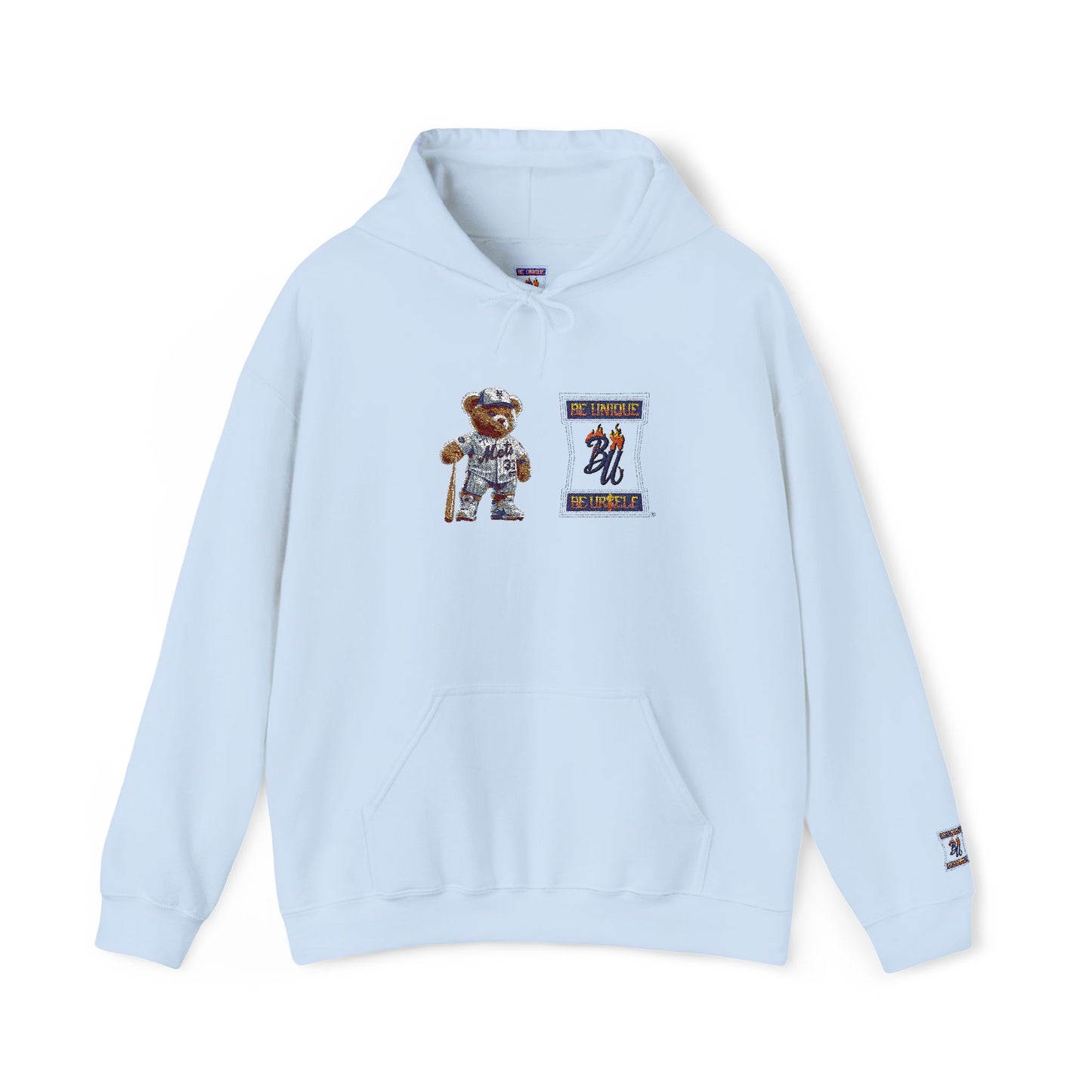 Space Bear Graphic Hoodie — Retro Astronaut Teddy Patch Sweatshirt