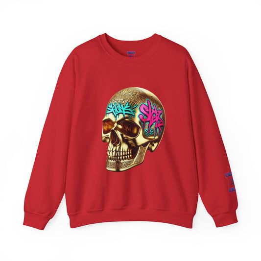 Skull Graffiti Crewneck Sweatshirt — "Be Unique Be Urself" Streetwear