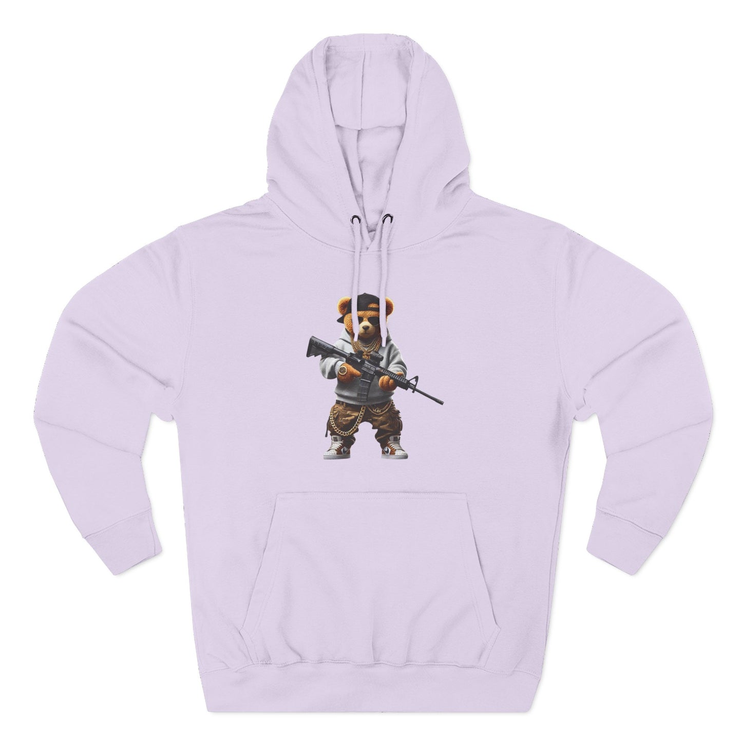 Be Unique Be Urself Hoodie — Cute Bear Soldier Graphic Fleece Pullover