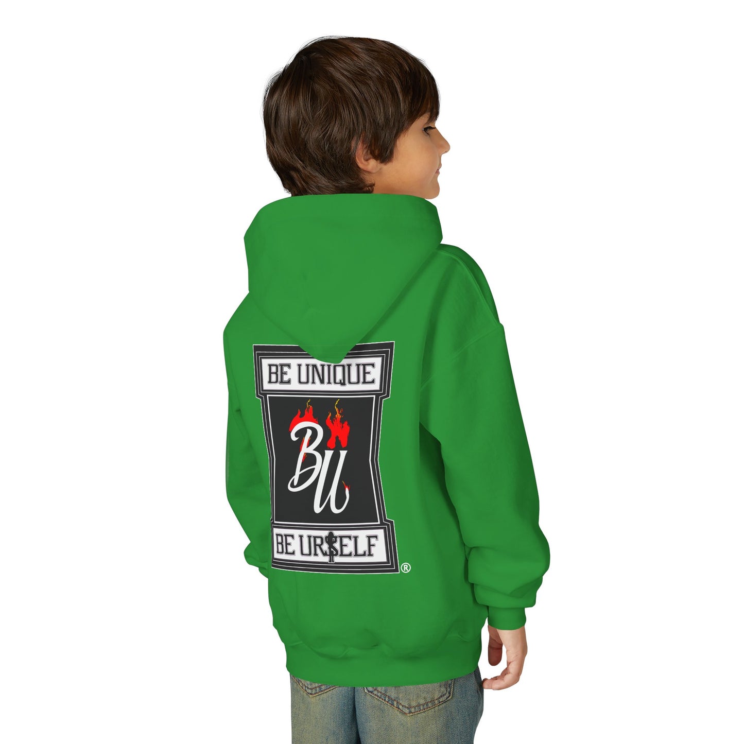 Youth Hoodie — Be Unique Be Urself Graphic Hoodie with Octopus Skull Design