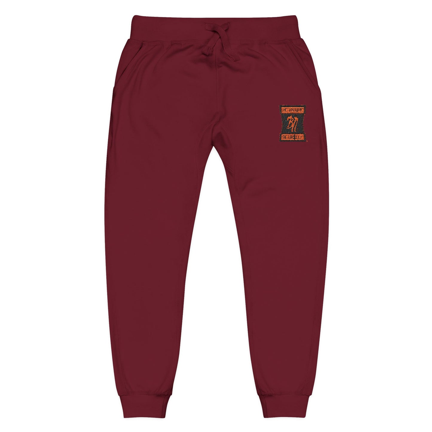 Embroidered Coral Joggers — Floral 'Love' Fleece Sweatpants