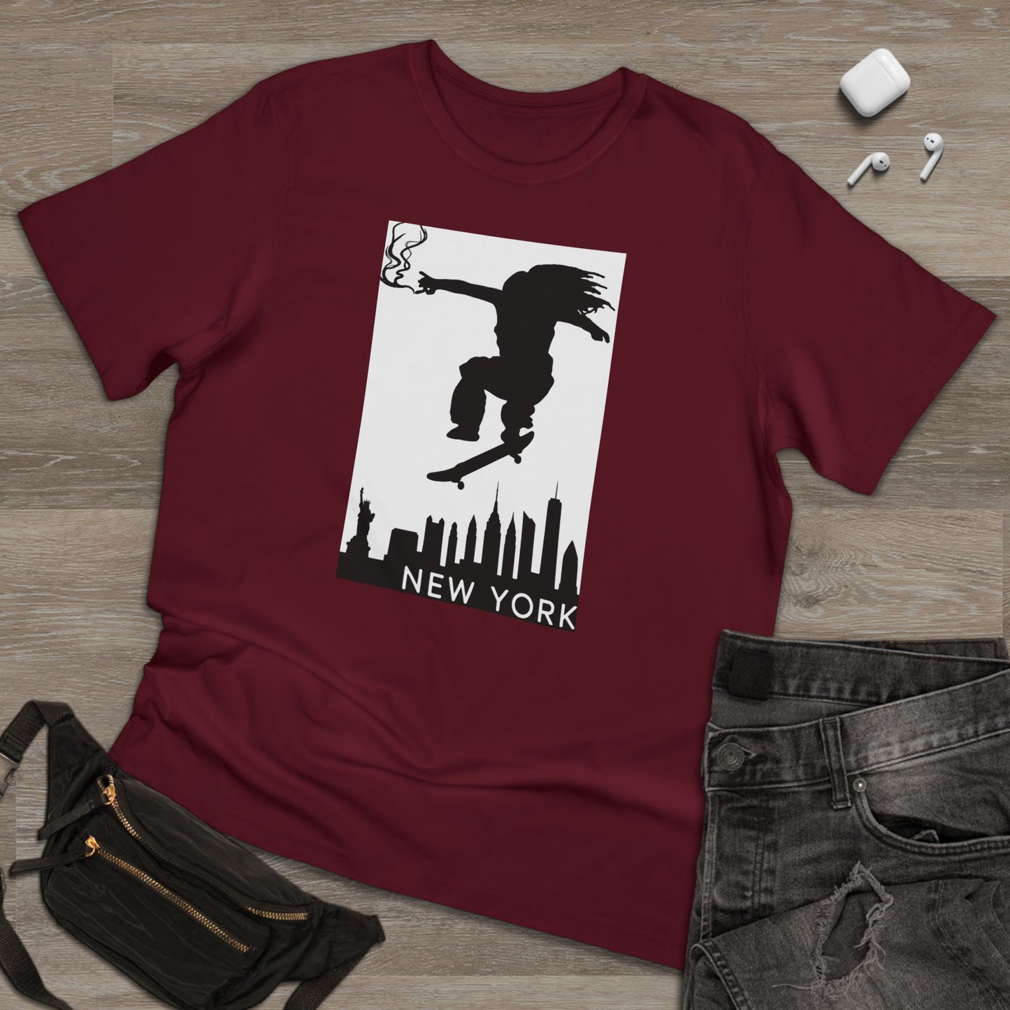 New York City Skater T-shirt, Urban Style Tee, Streetwear Shirt, Skateboarder Apparel, NYC Vibes Fashion