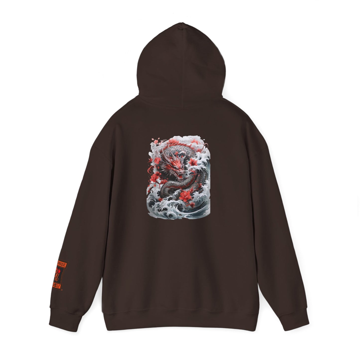 Dragon Wave Hoodie — Japanese Ink Koi Dragon Graphic Hooded Sweatshirt
