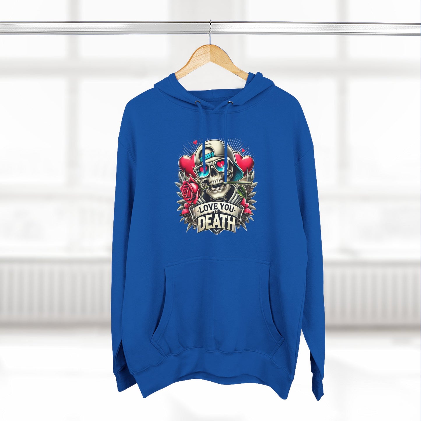 Gothic Love Death Hoodie - Three-Panel Fleece Sweatshirt