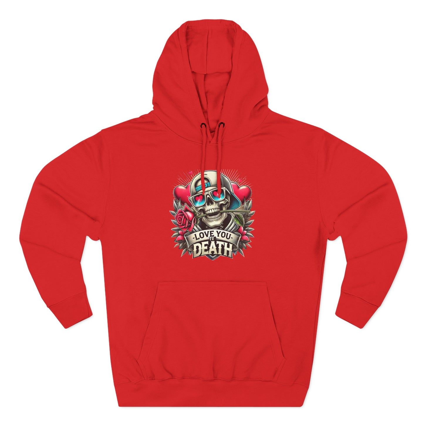 Gothic Love Death Hoodie - Three-Panel Fleece Sweatshirt