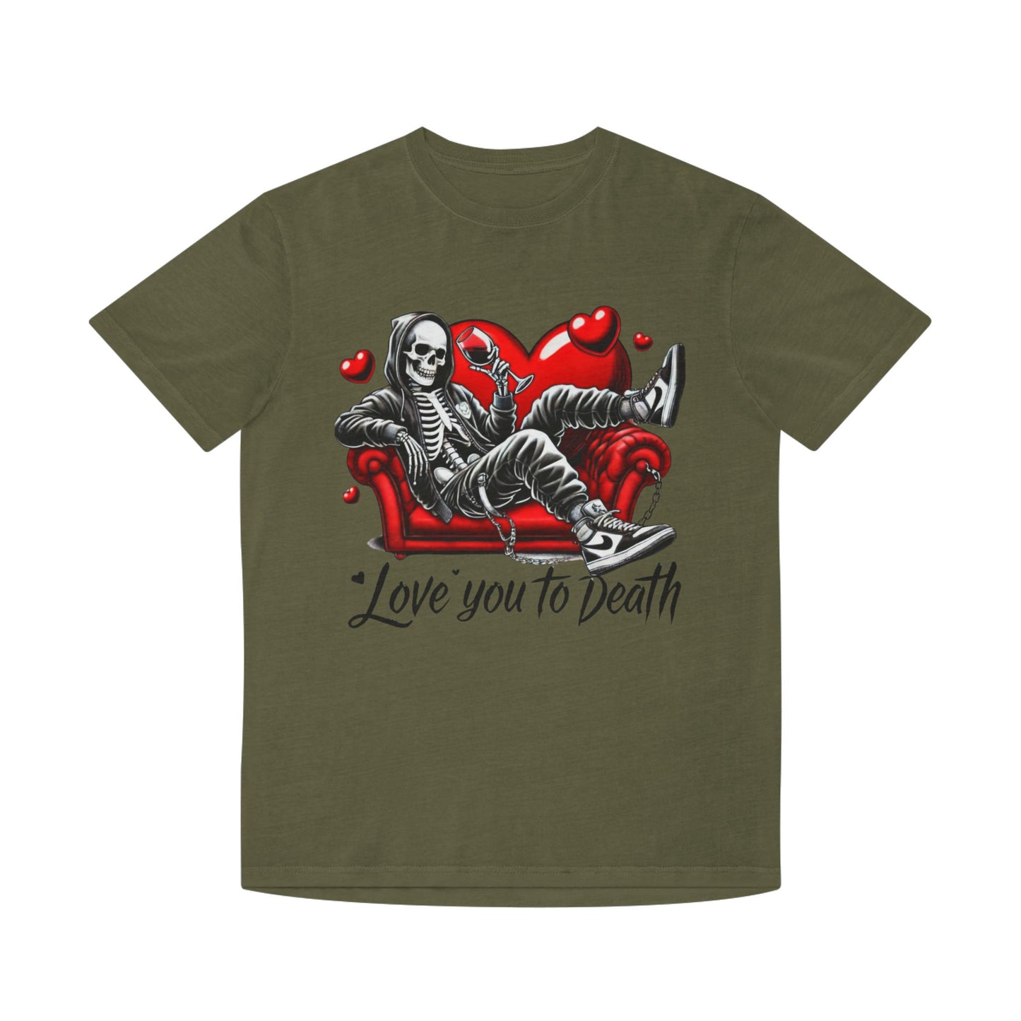 Unisex Faded Graphic Tee for Unique Souls - Love You to Death Design, Casual Wear, Gift for Halloween, Celebrations, Everyday Style
