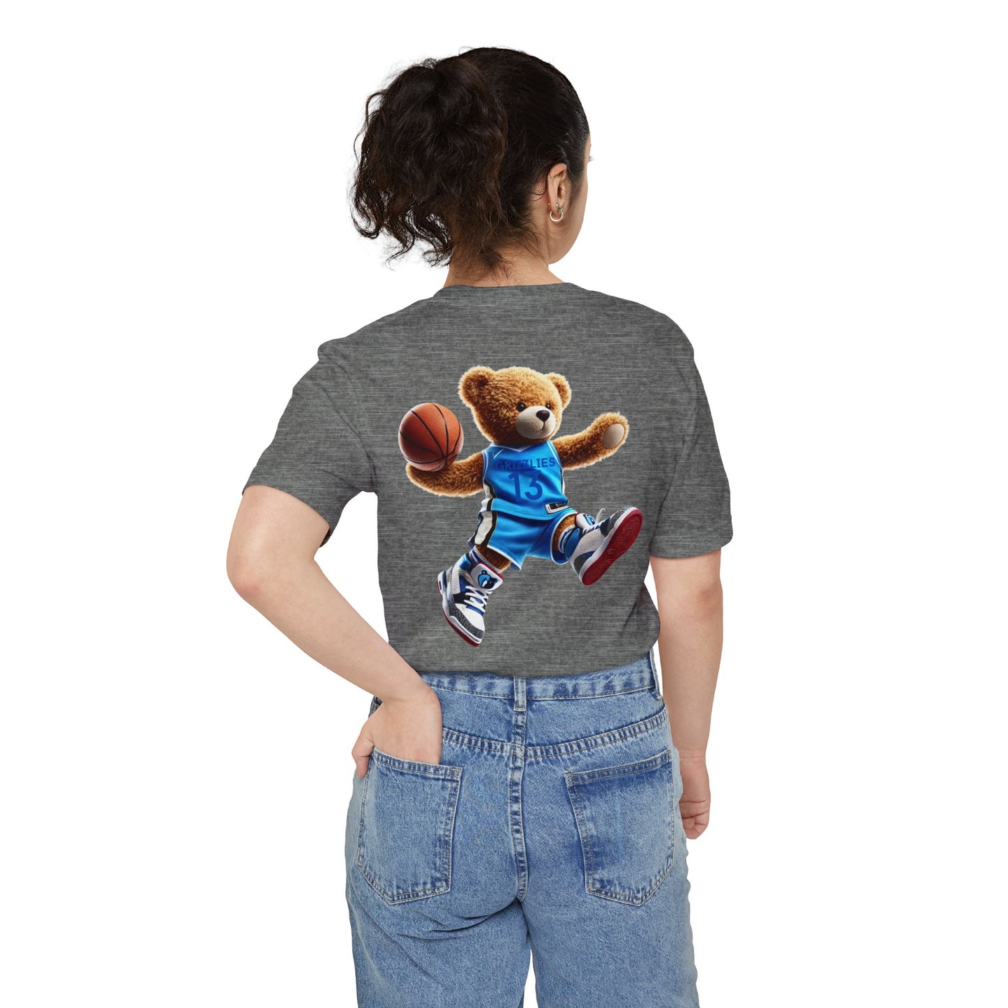 Fun Basketball Bear Pocket T-shirt, Casual Tee for Sports Lovers, Gifts for Him, Unisex Streetwear, Summer Essentials