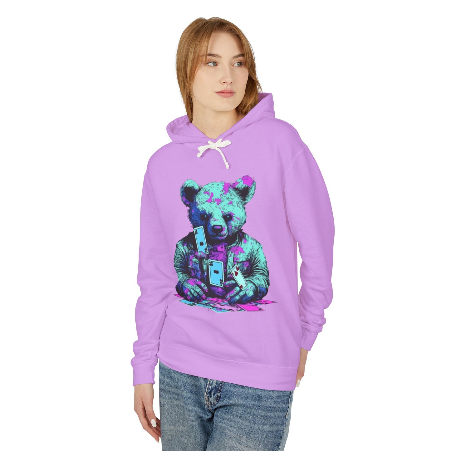 Colorful Bear Graphic Hoodie for Trendy Casual Wear
