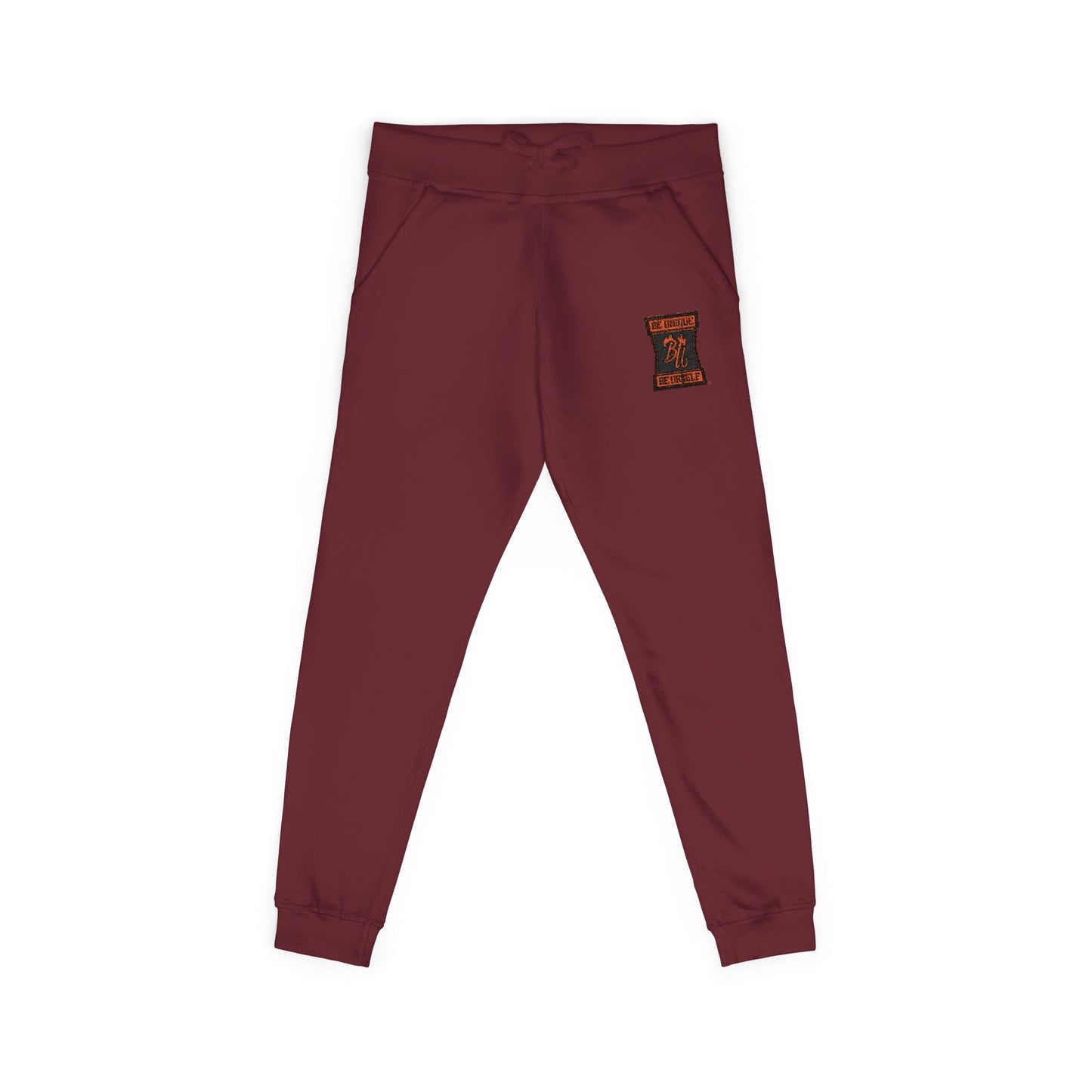 Embroidered Coral Joggers — Floral 'Love' Fleece Sweatpants