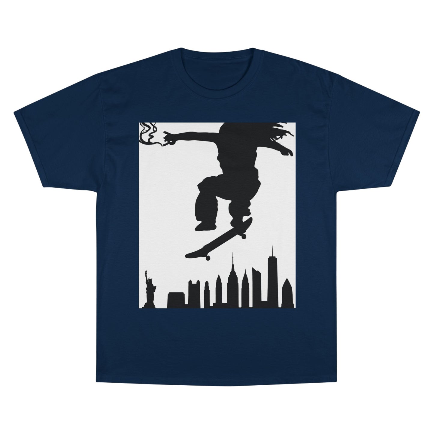 Skateboarder Silhouette T-Shirt — Urban NYC Skyline Skate Tee