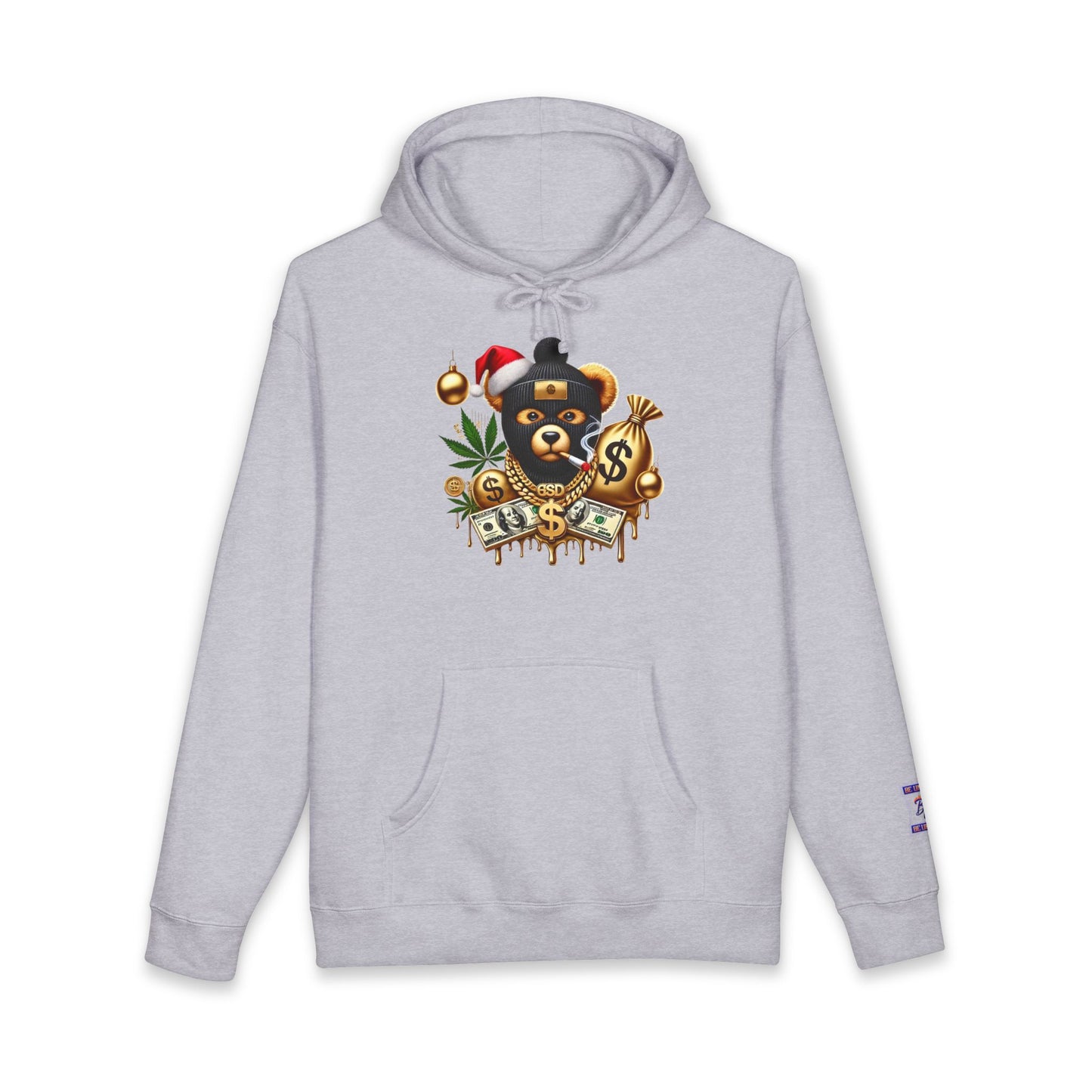 Festive Bear Hoodie: Unisex Heavyweight Sweatshirt with Holiday Vibe, Bear Design, Christmas Gift, Cozy Attire, Streetwear Style
