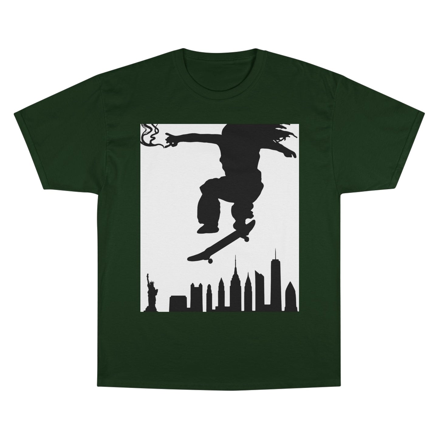 Skateboarder Silhouette T-Shirt — Urban NYC Skyline Skate Tee