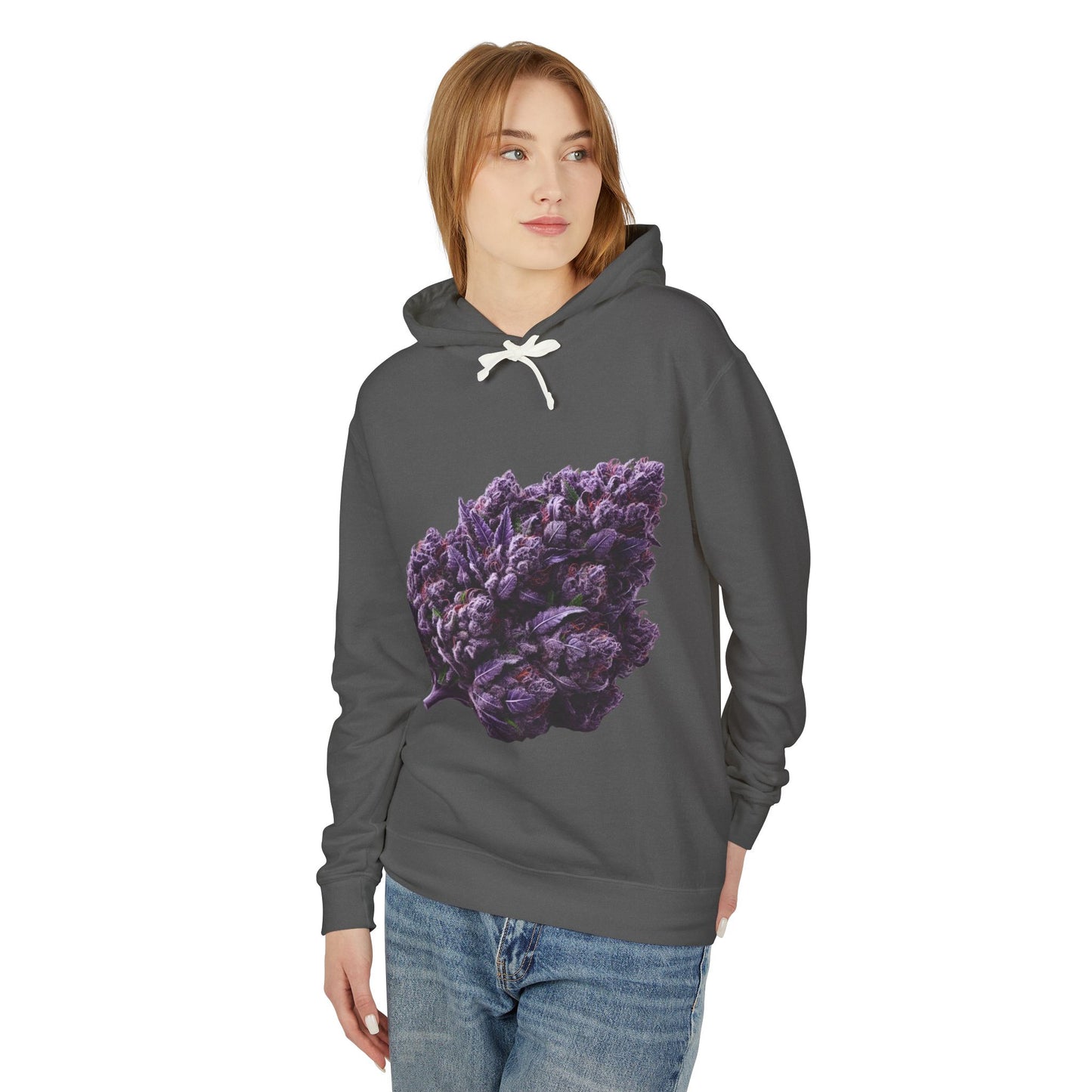 Botanical Purple Flower Hoodie, Unisex Lightweight Sweatshirt, Cozy Casual Wear, Nature Lover Gift, Spring Fashion, Eco-Friendly Apparel