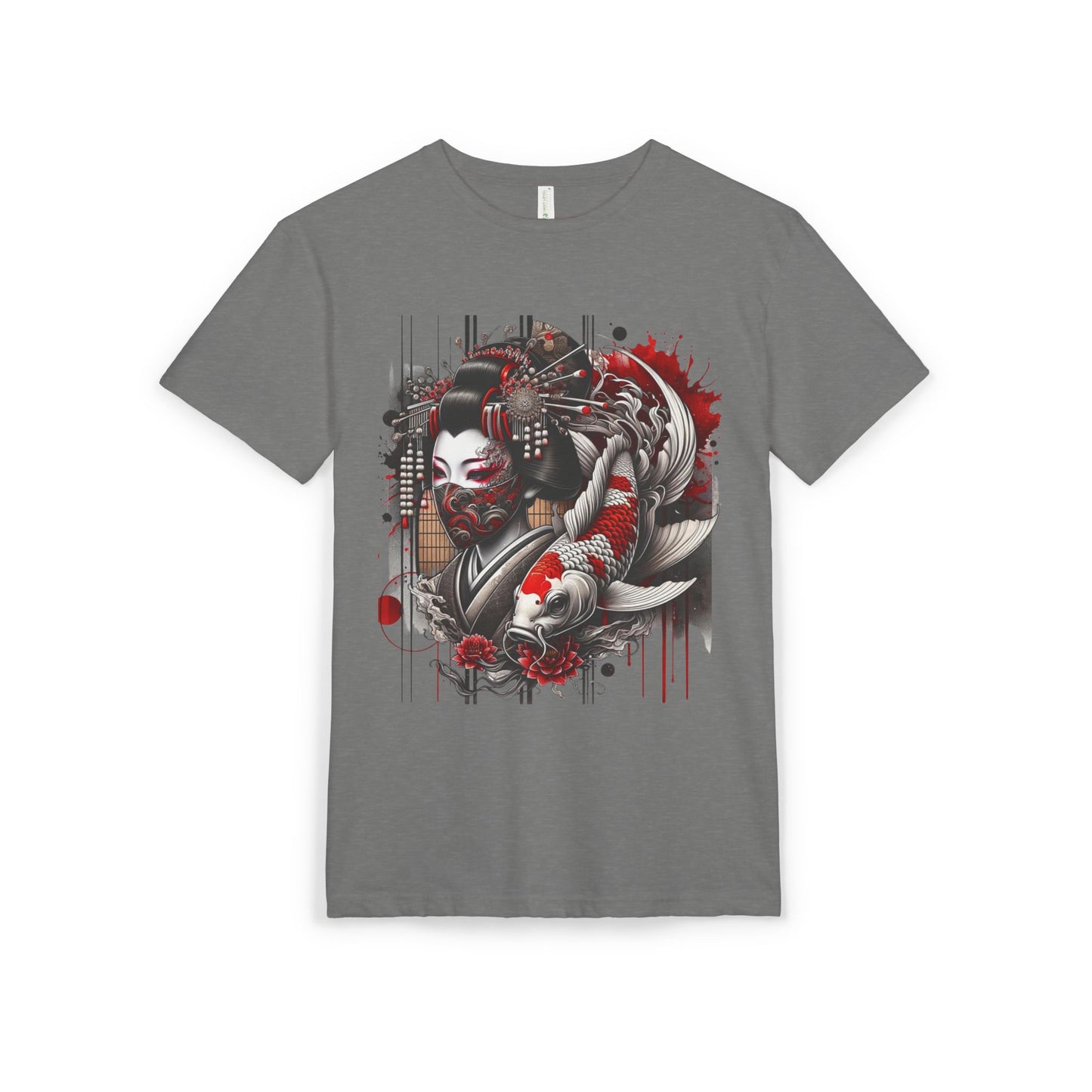 Sueded Graphic Tee, Japanese Art T-Shirt, Koi Fish Design Shirt, Unisex Casual Wear, Unique Gift for Art Lovers