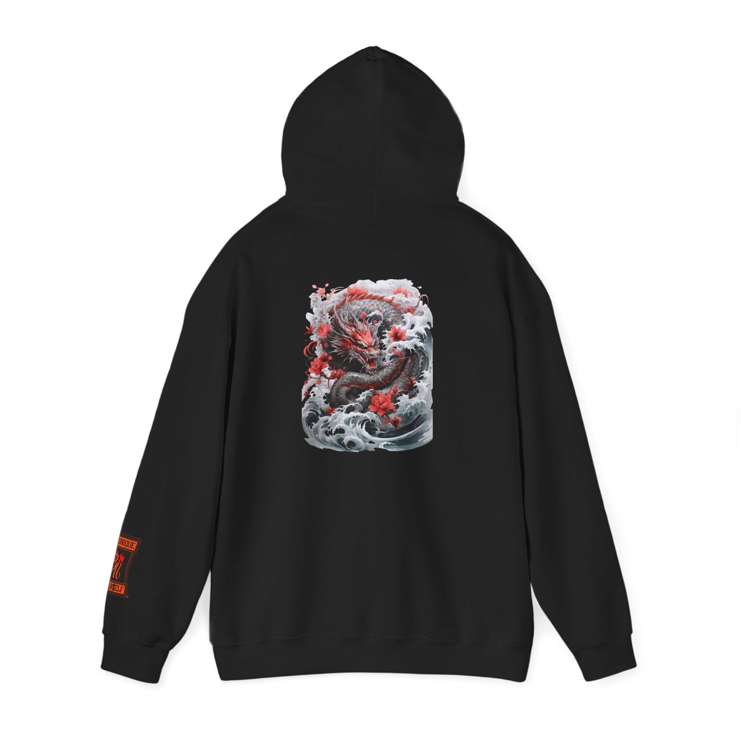 Dragon Wave Hoodie — Japanese Ink Koi Dragon Graphic Hooded Sweatshirt